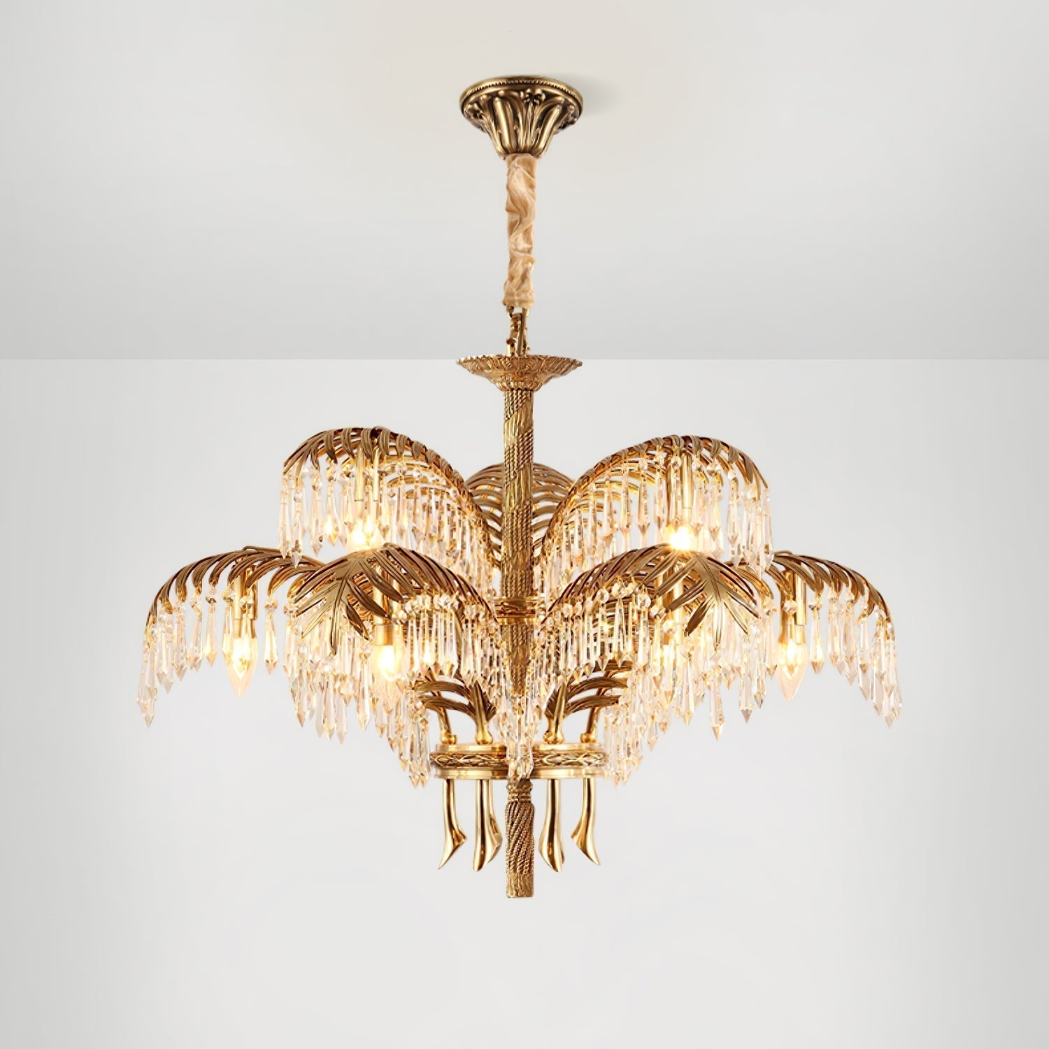 Odoraris Regal Brass Crystal Chandelier - Blowlighting