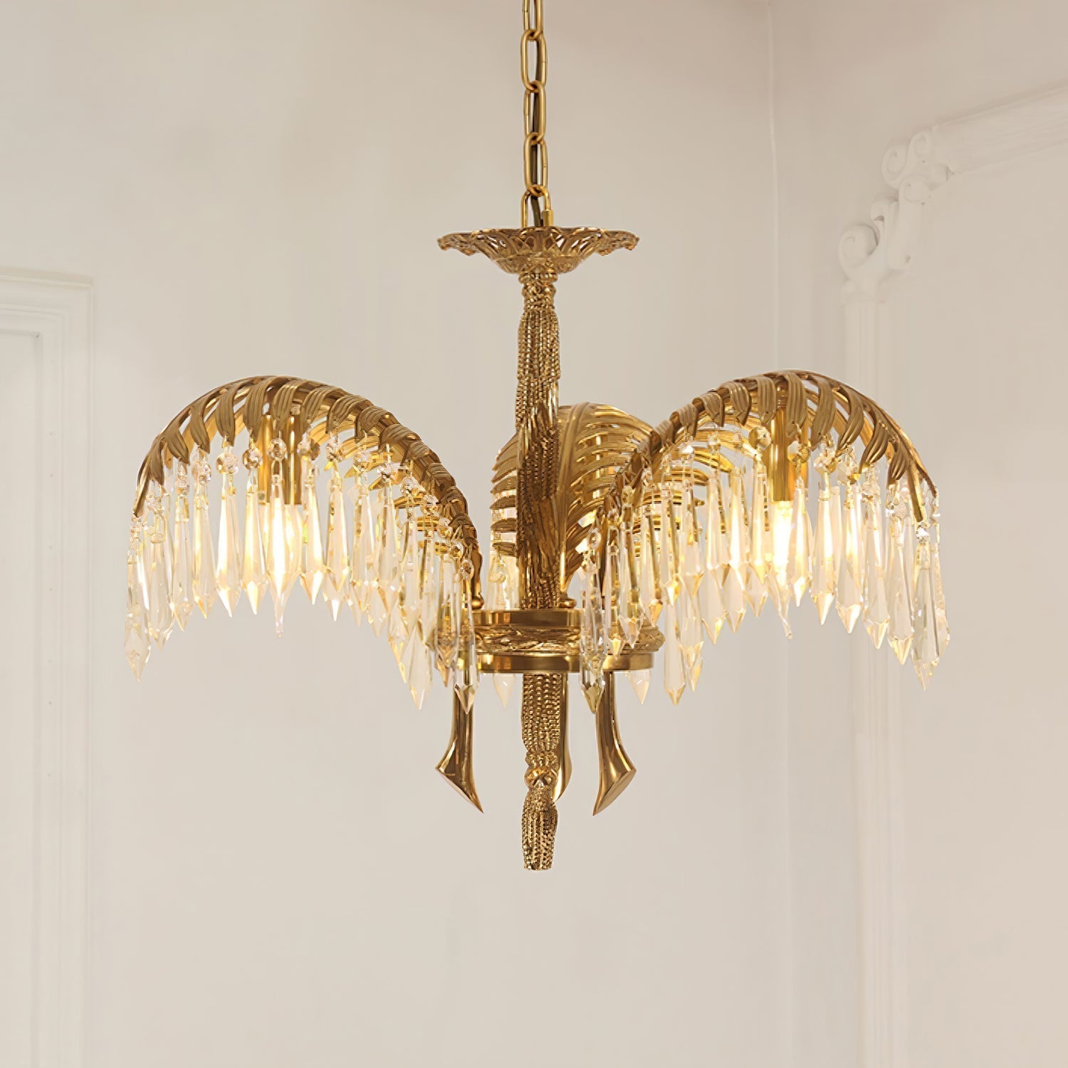 Odoraris Regal Brass Crystal Chandelier - Blowlighting