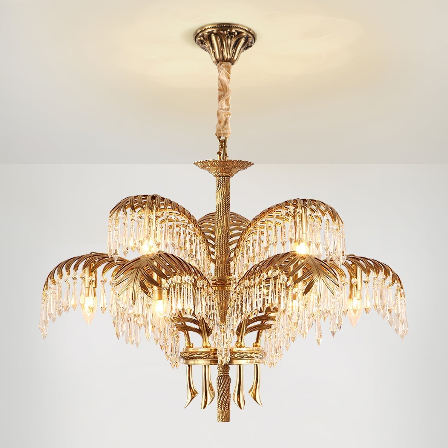 Odoraris Regal Brass Crystal Chandelier - Blowlighting