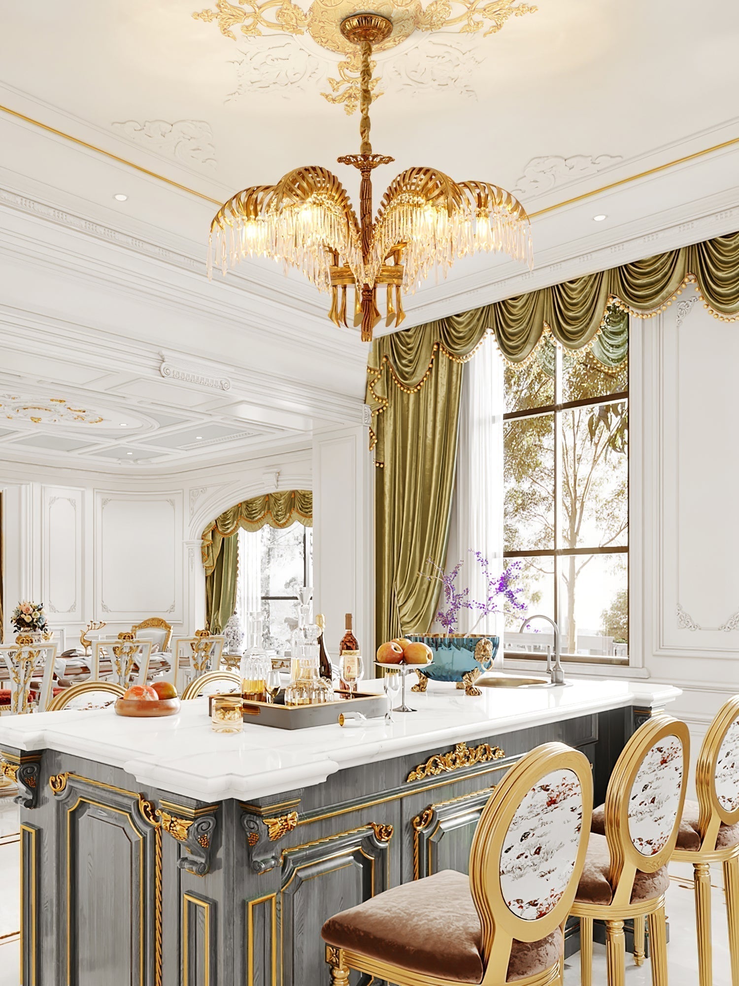 Odoraris Regal Brass Crystal Chandelier - Blowlighting