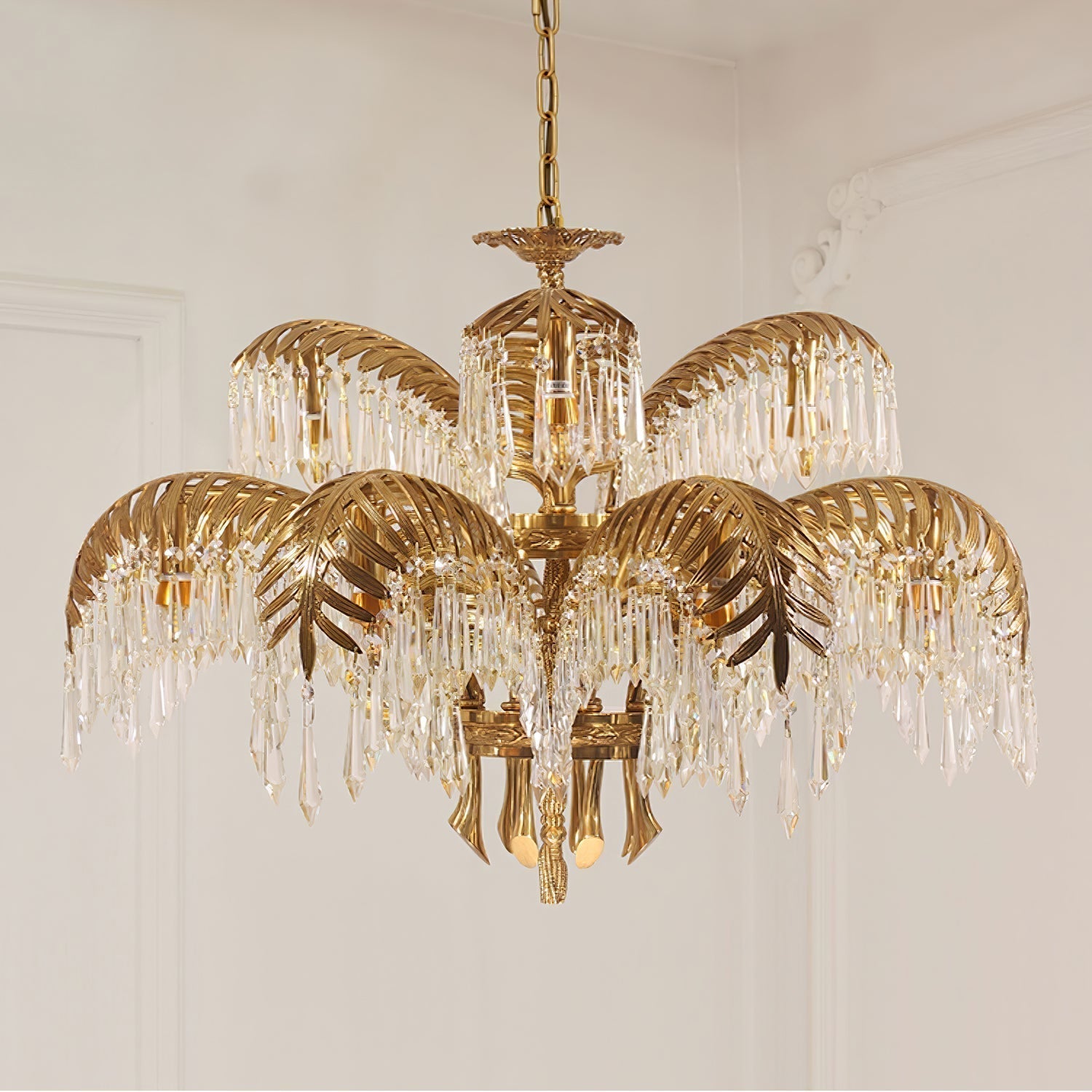 Odoraris Regal Brass Crystal Chandelier - Blowlighting