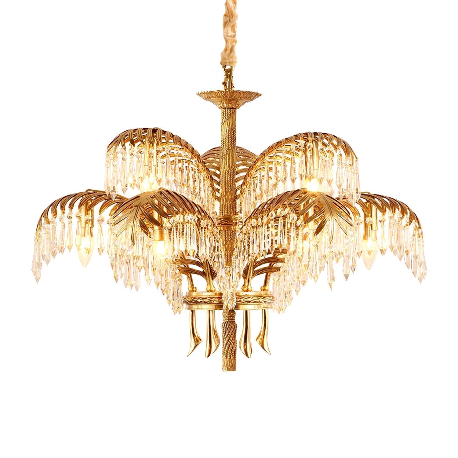 Odoraris Regal Brass Crystal Chandelier - Blowlighting