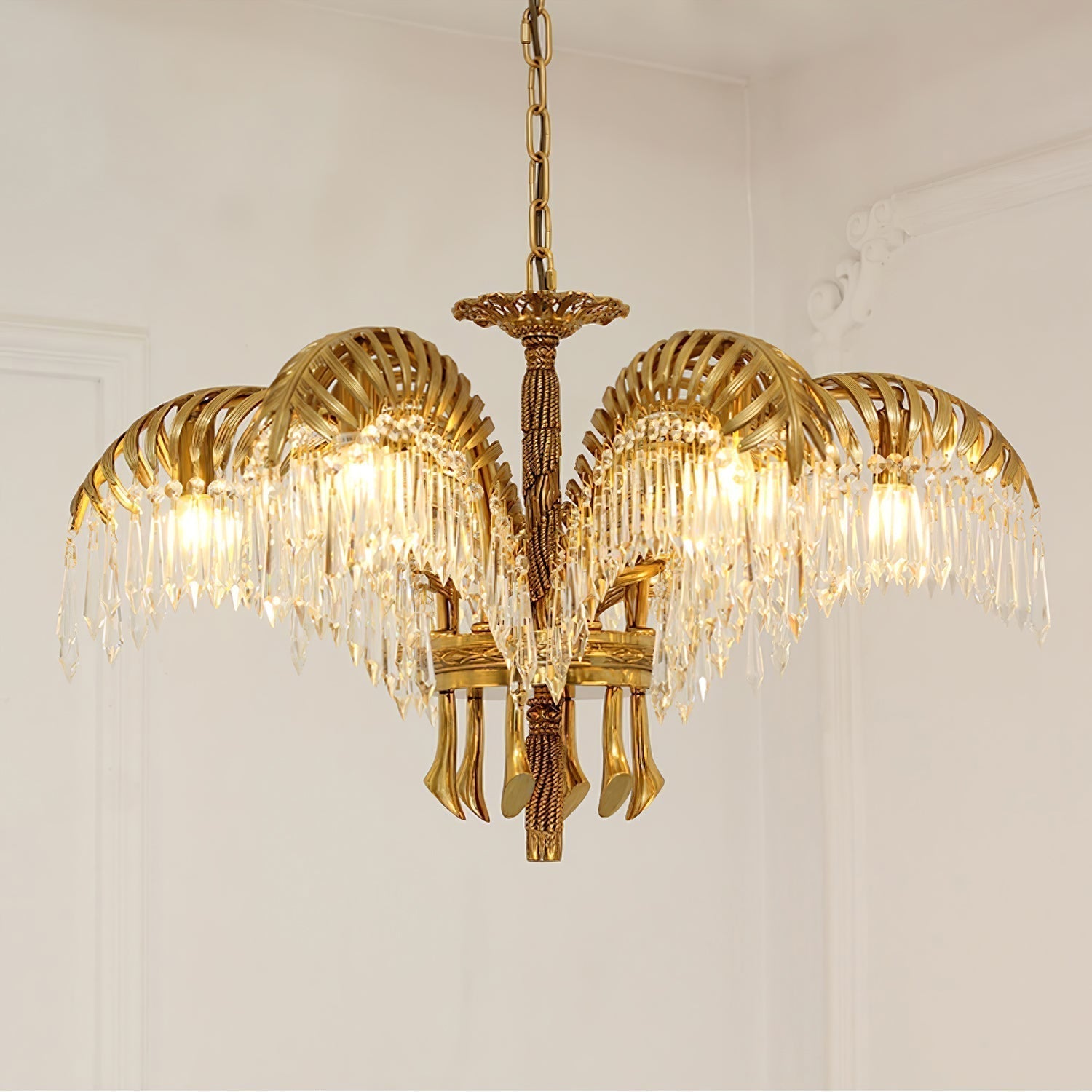 Odoraris Regal Brass Crystal Chandelier - Blowlighting
