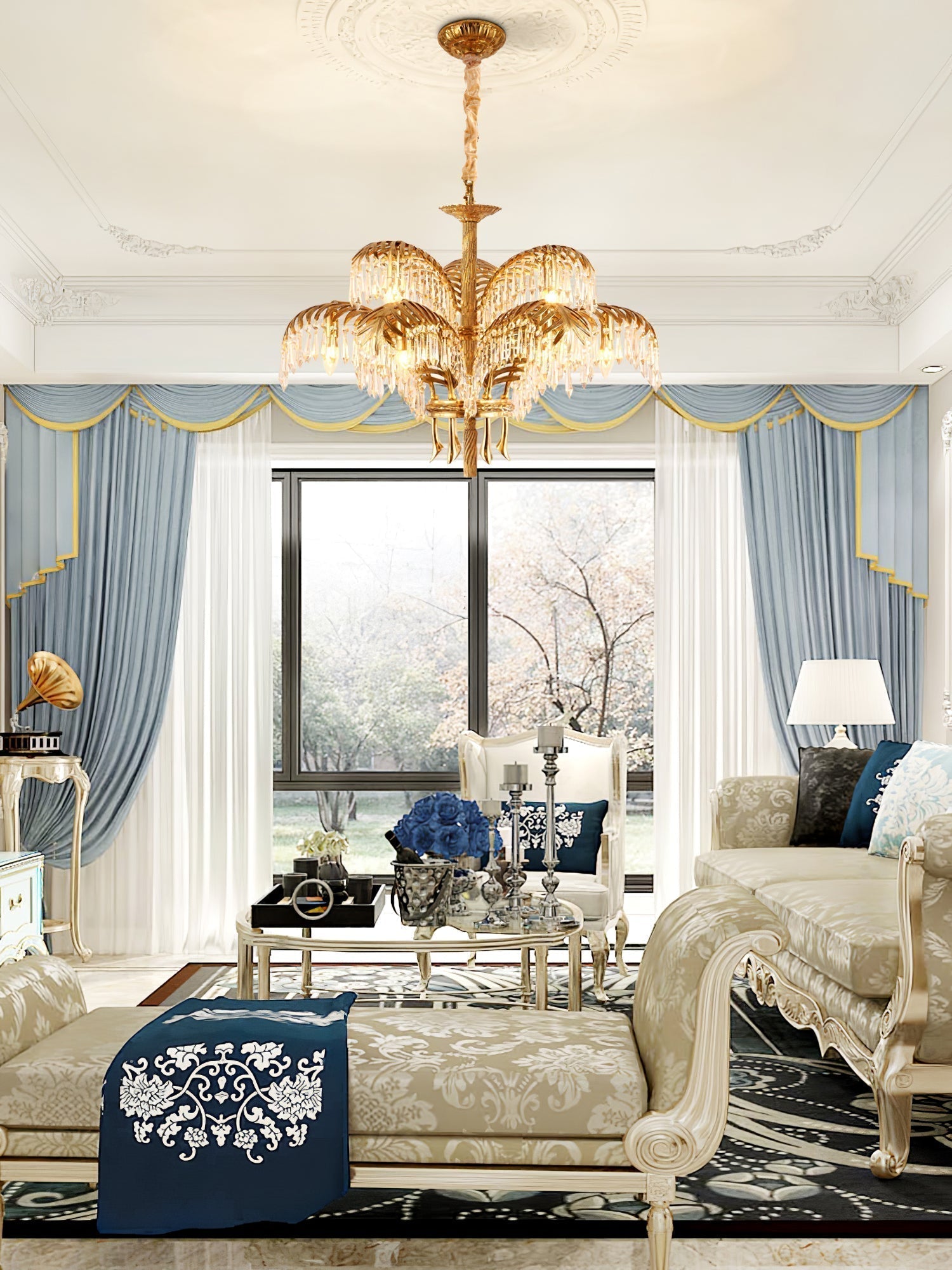 Odoraris Regal Brass Crystal Chandelier - Blowlighting