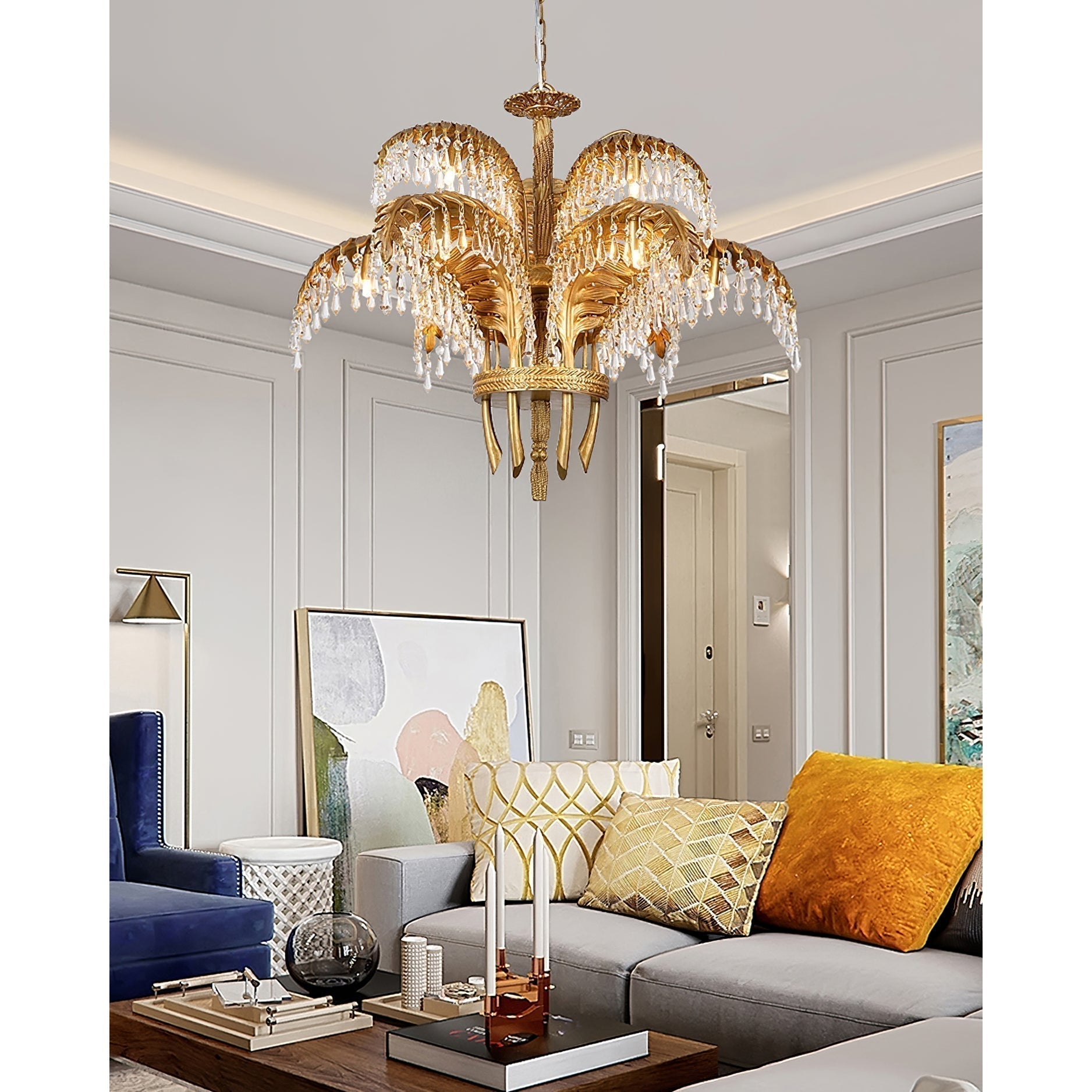 Odoraris Regal Brass Crystal Chandelier - Blowlighting