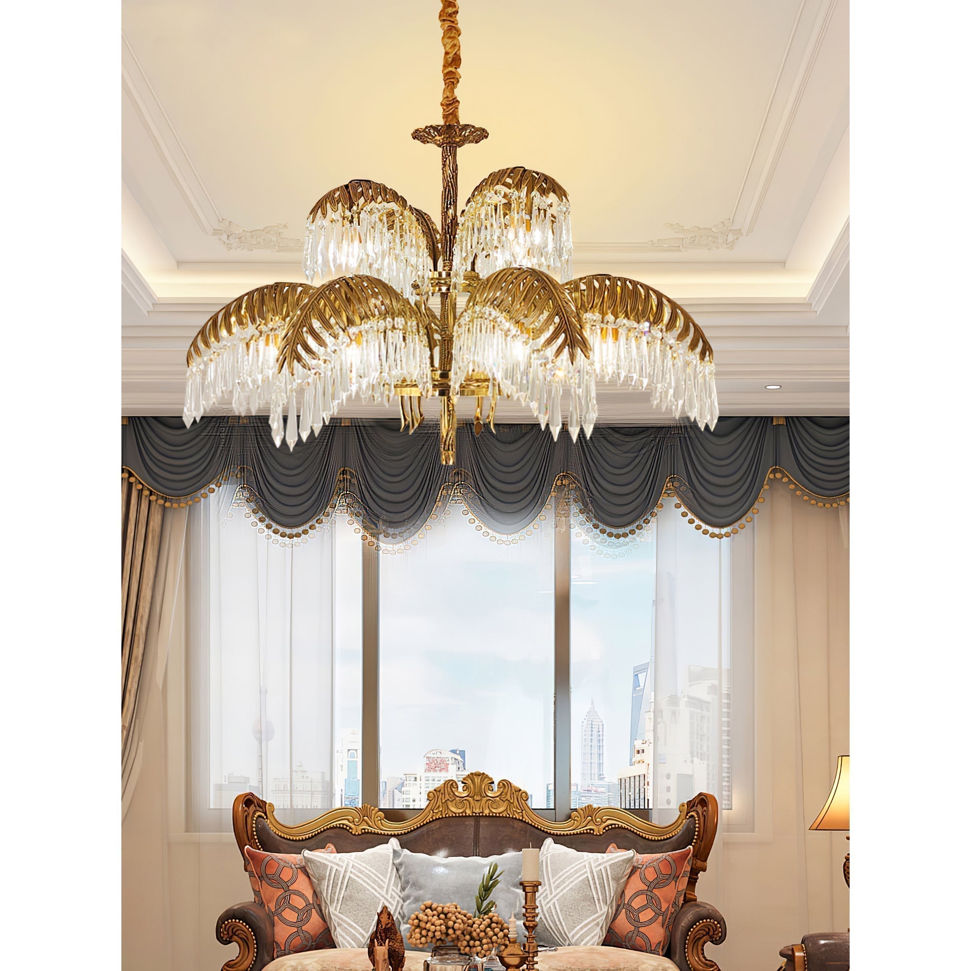 Odoraris Regal Brass Crystal Chandelier - Blowlighting