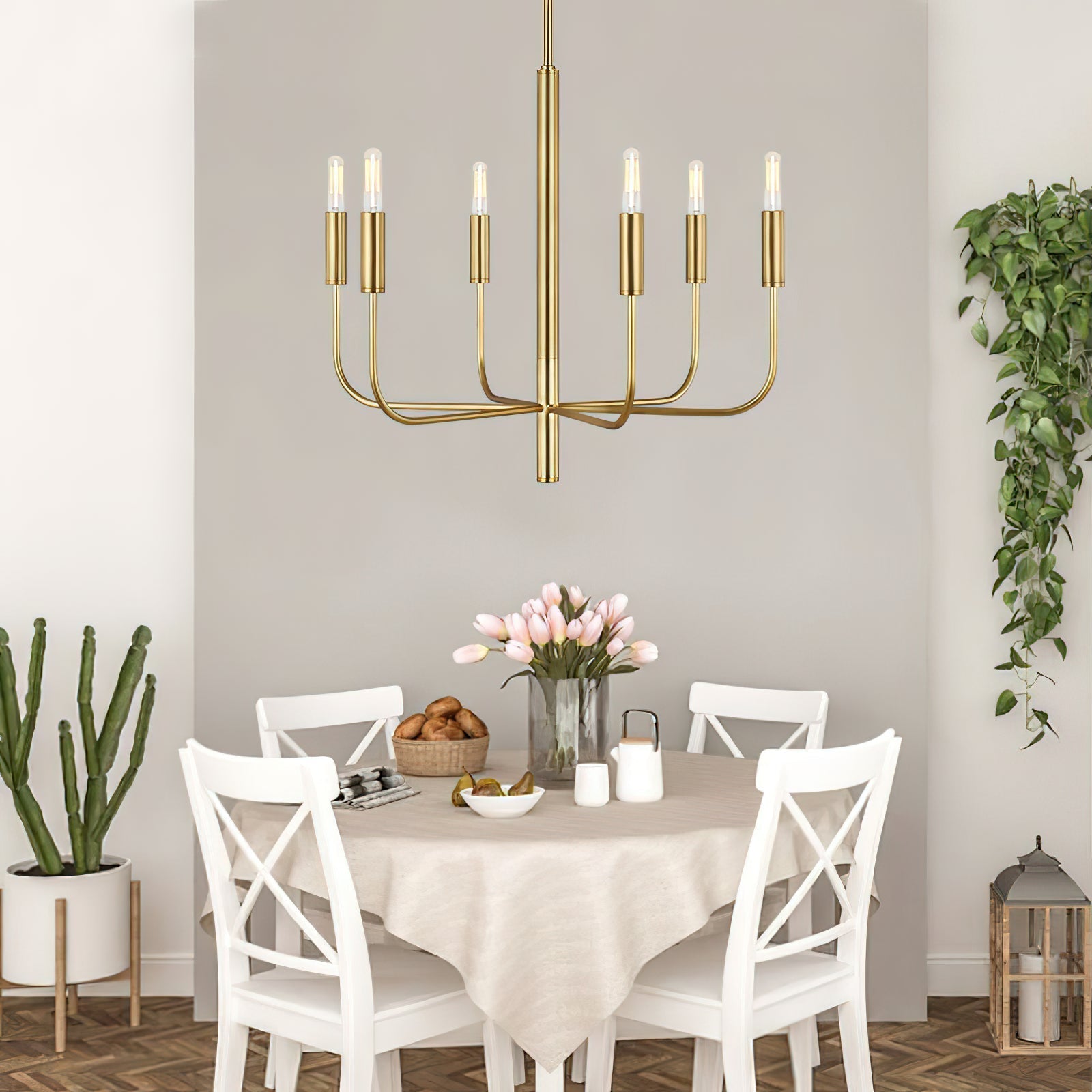 Olcarel Vintage Industrial Brass Metal Chandelier - Lamp Copper