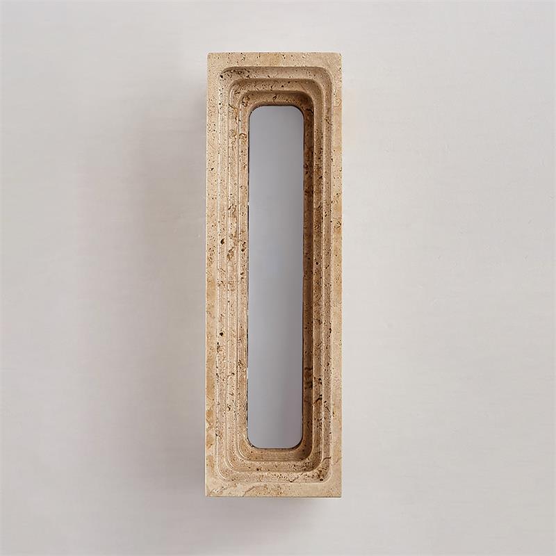 Siliq Modern Minimalist Beige Travertine Wall Lamp - Lamp Copper