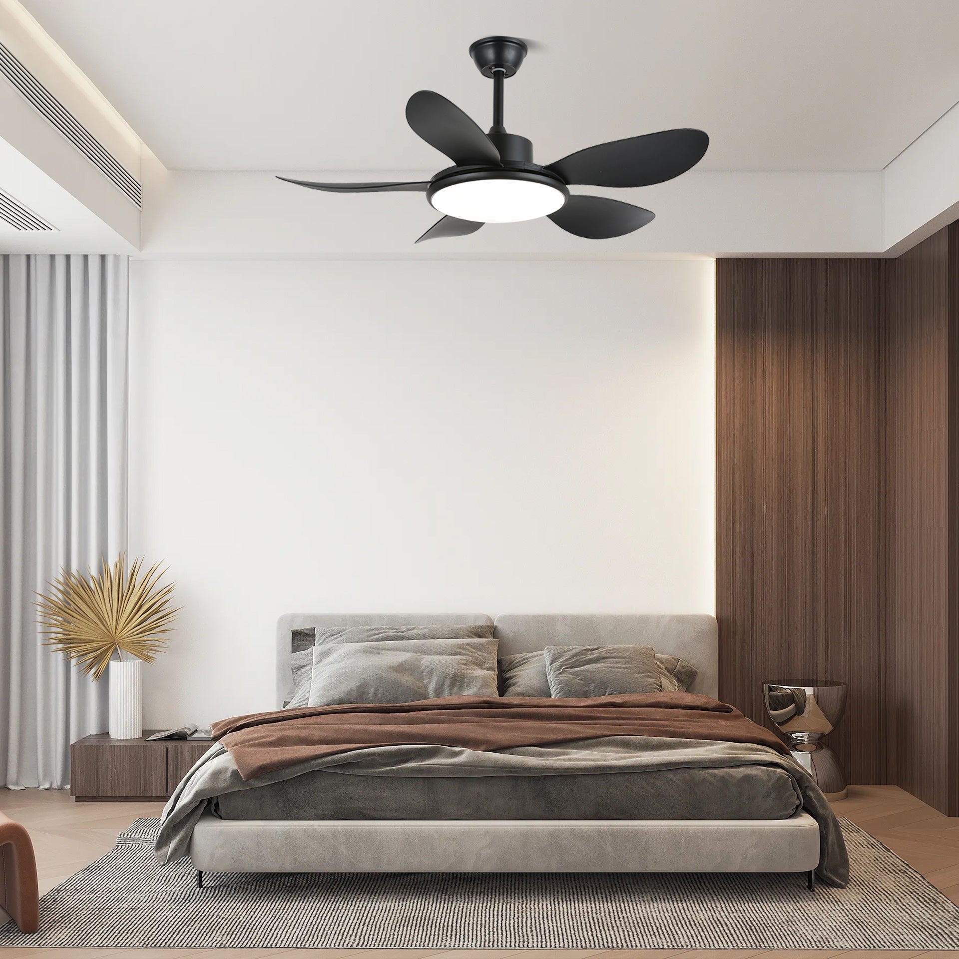 Ventilatore da Soffitto con Luce Tirenor in Legno, Modello B, Dia 126cm