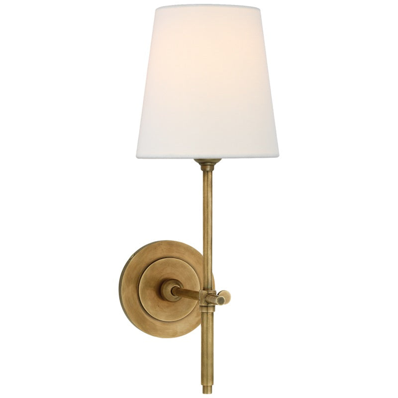 Silva Applique da Parete in Ottone con Paralume Conico Bianco