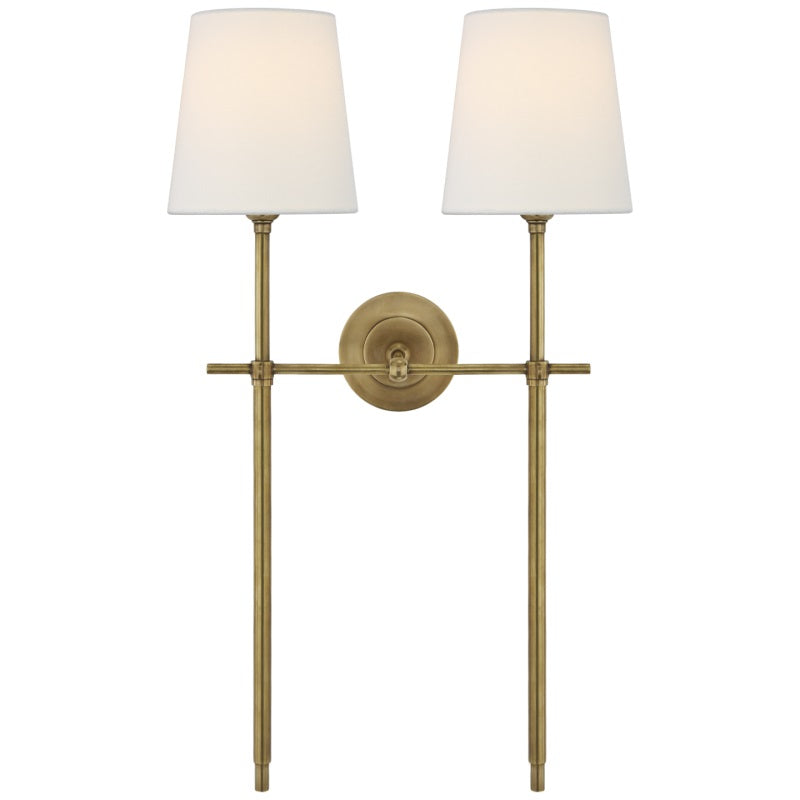 Silva Applique da Parete in Ottone con Paralume Conico Bianco