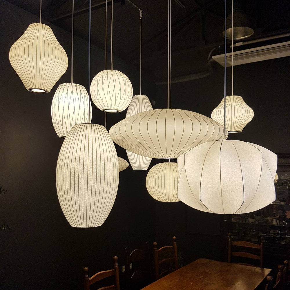 Ritta Lampada a Sospensione con Forma a Bolla in Seta di Gelso