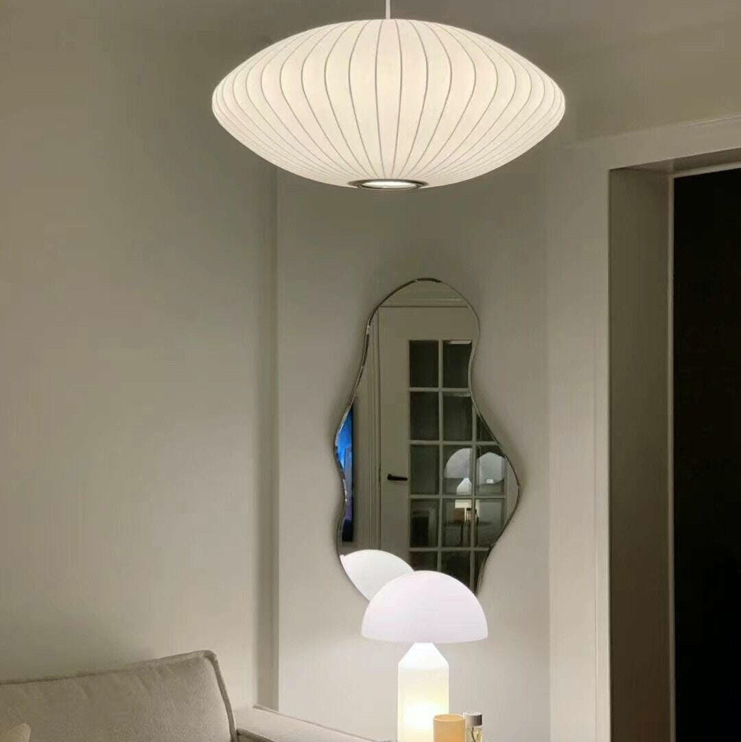 Ritta Lampada a Sospensione con Forma a Bolla in Seta di Gelso