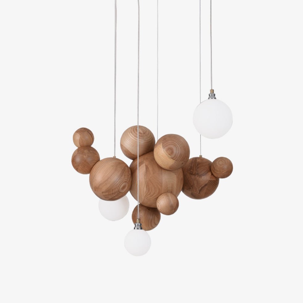 Bubble Wood Balls Chandelier - Blowlighting