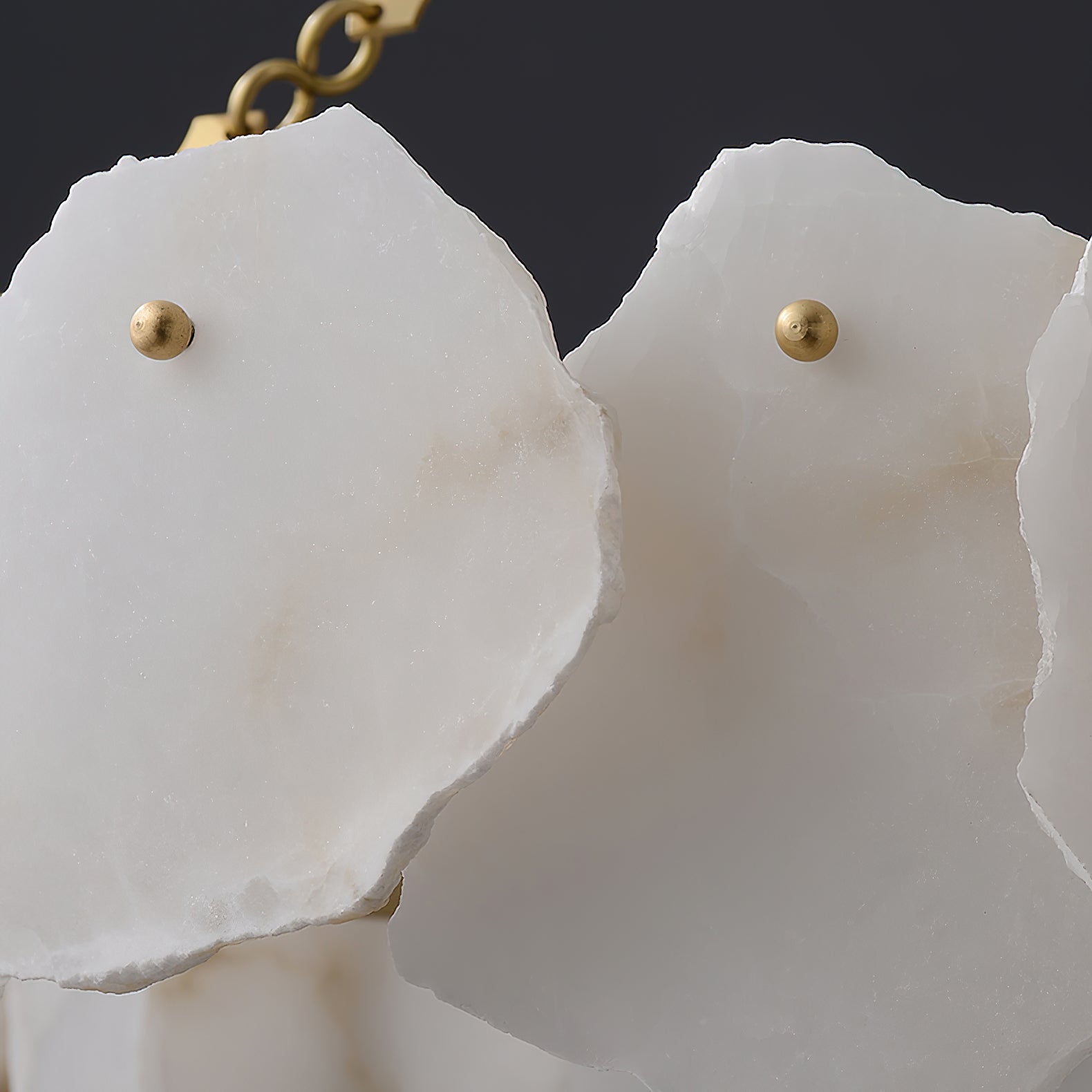 Alora Postmodern Luxury Round Brass Marble Chandelier - Lamp Copper