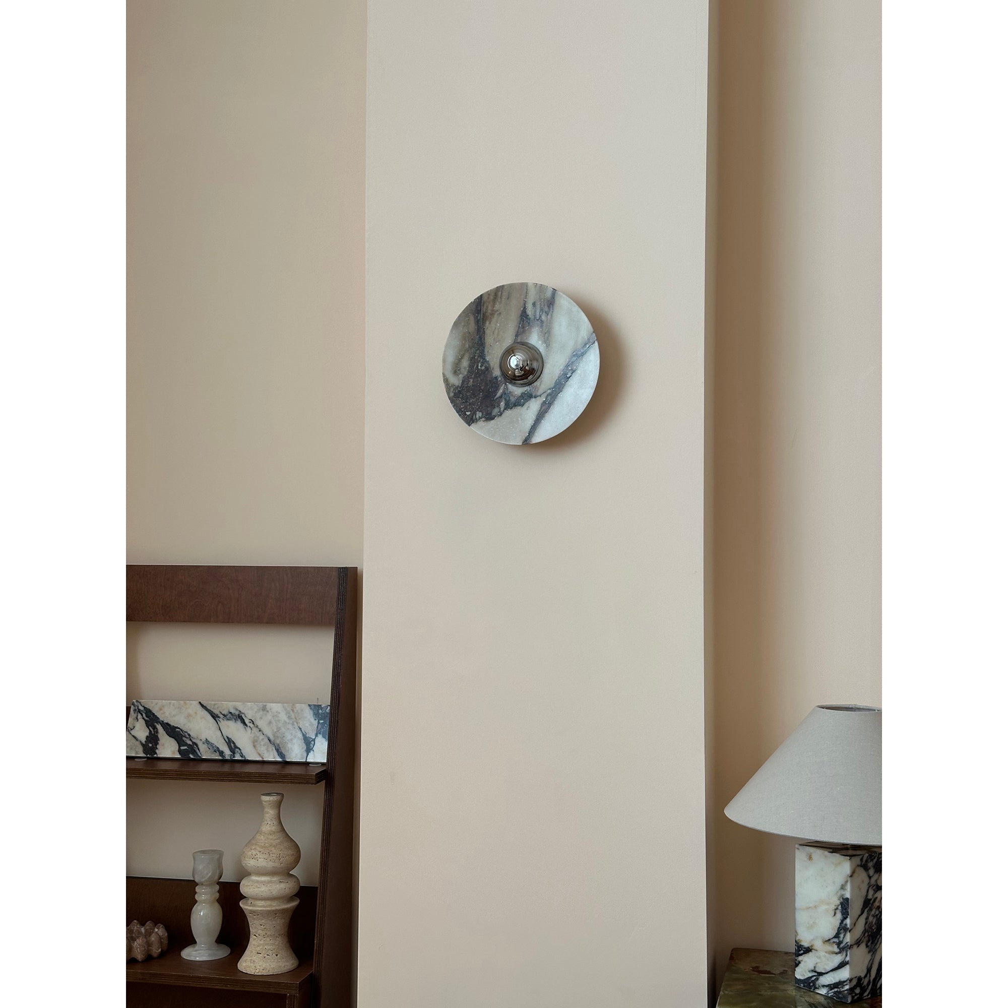 Alter Modern Minimalist Round Marble Metal Sconce Wall Lamp - Lamp Copper