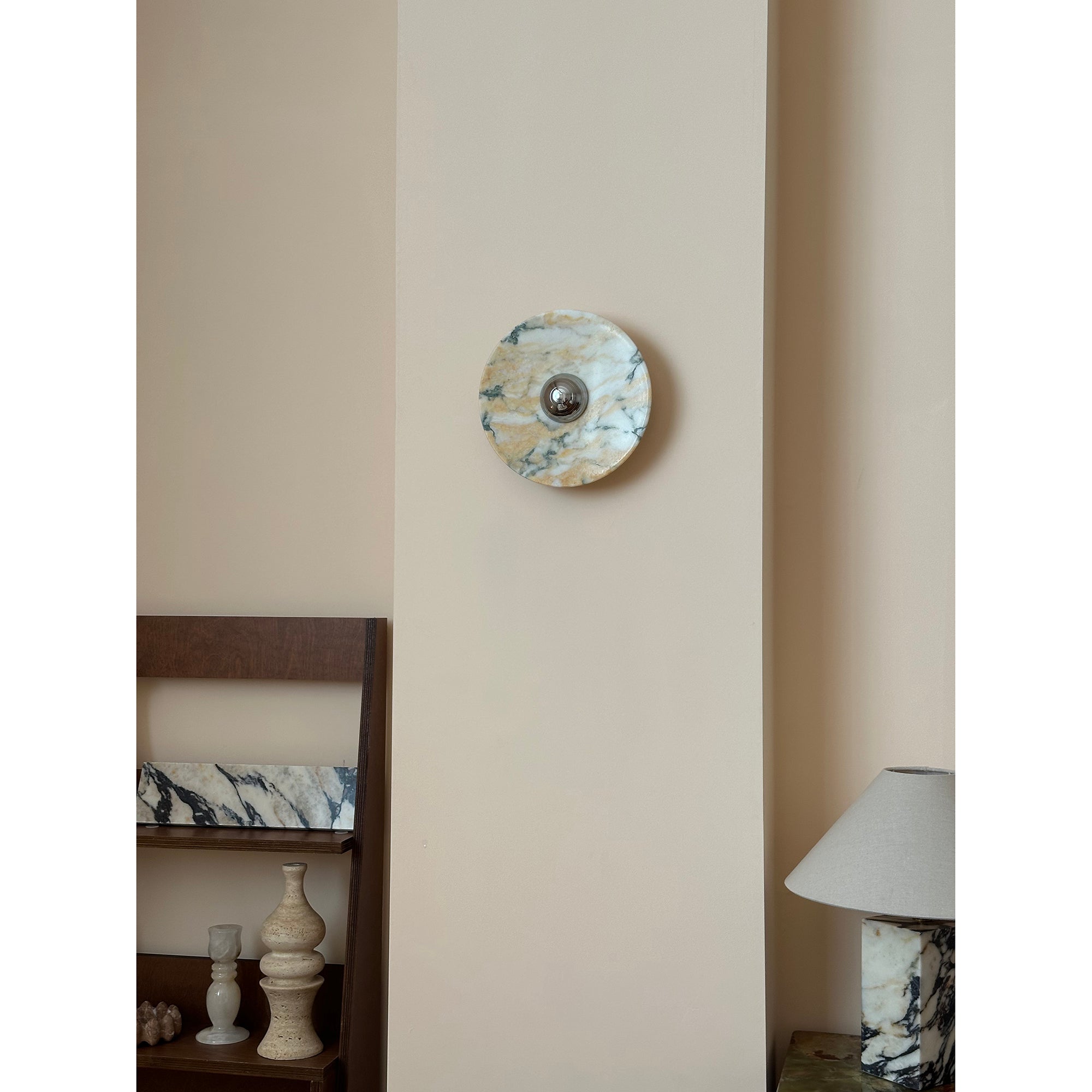 Alter Modern Minimalist Round Marble Metal Sconce Wall Lamp - Lamp Copper