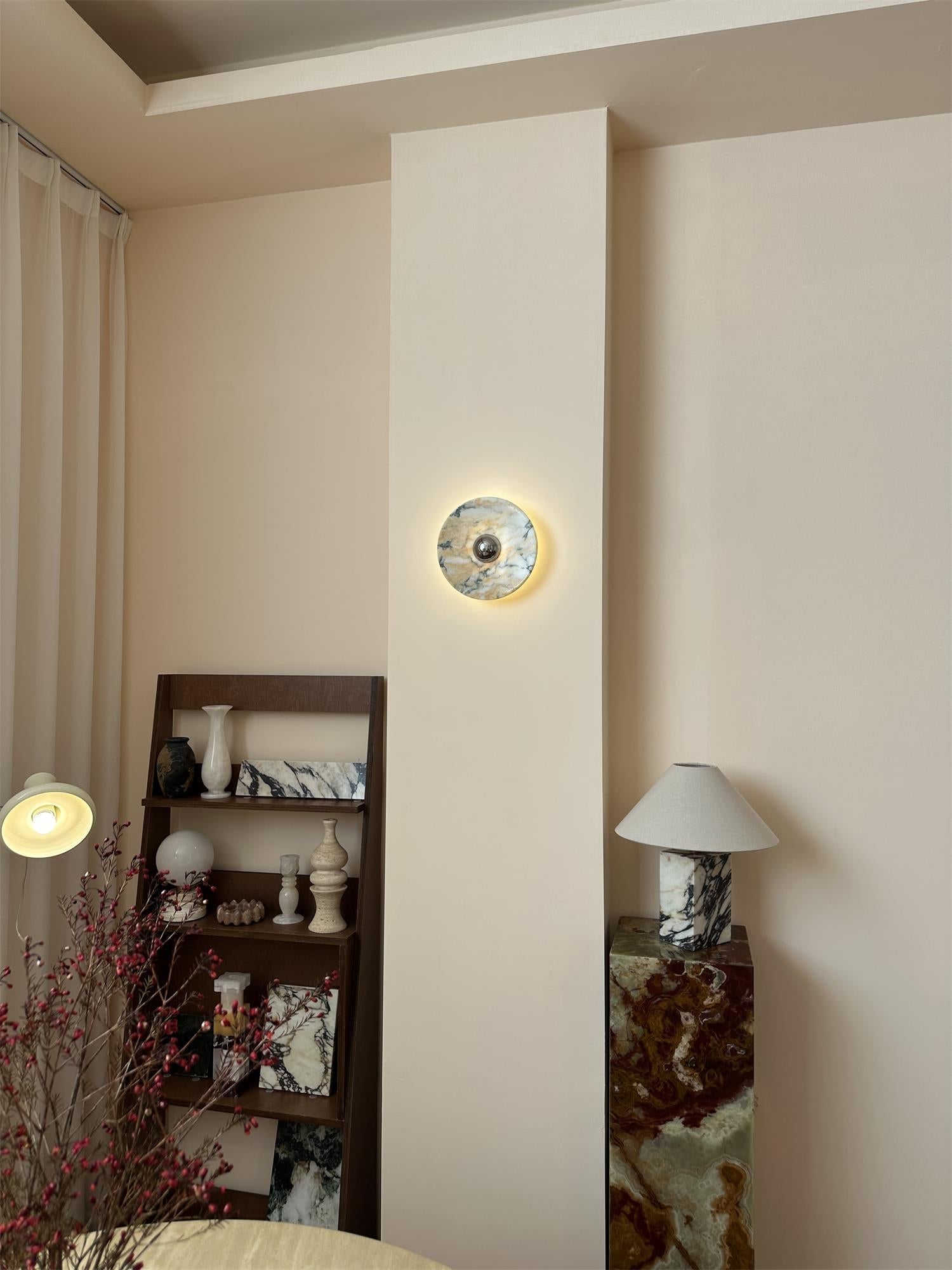 Alter Modern Minimalist Round Marble Metal Sconce Wall Lamp - Lamp Copper