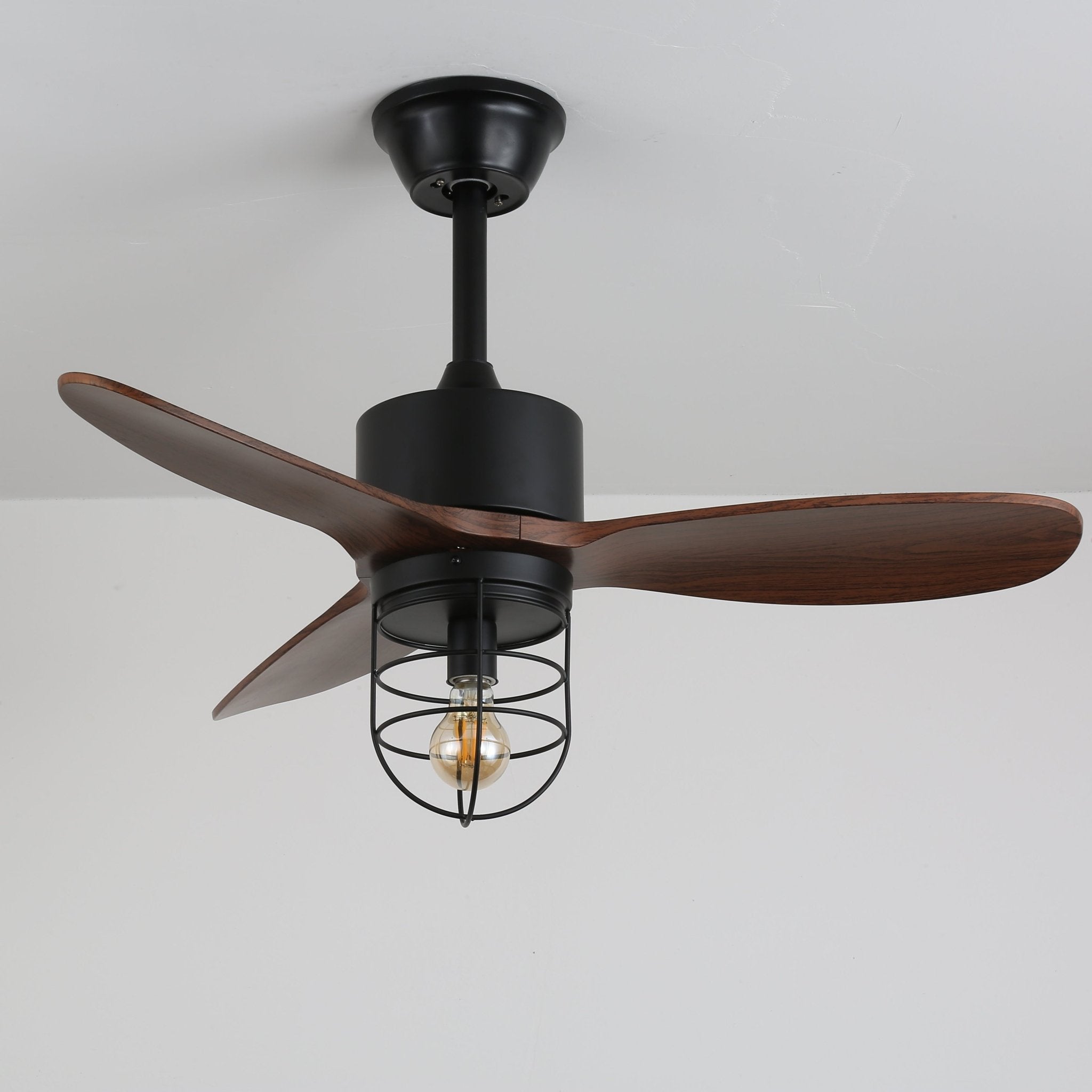 Ventilatore da soffitto industriale in legno Brisora con luce