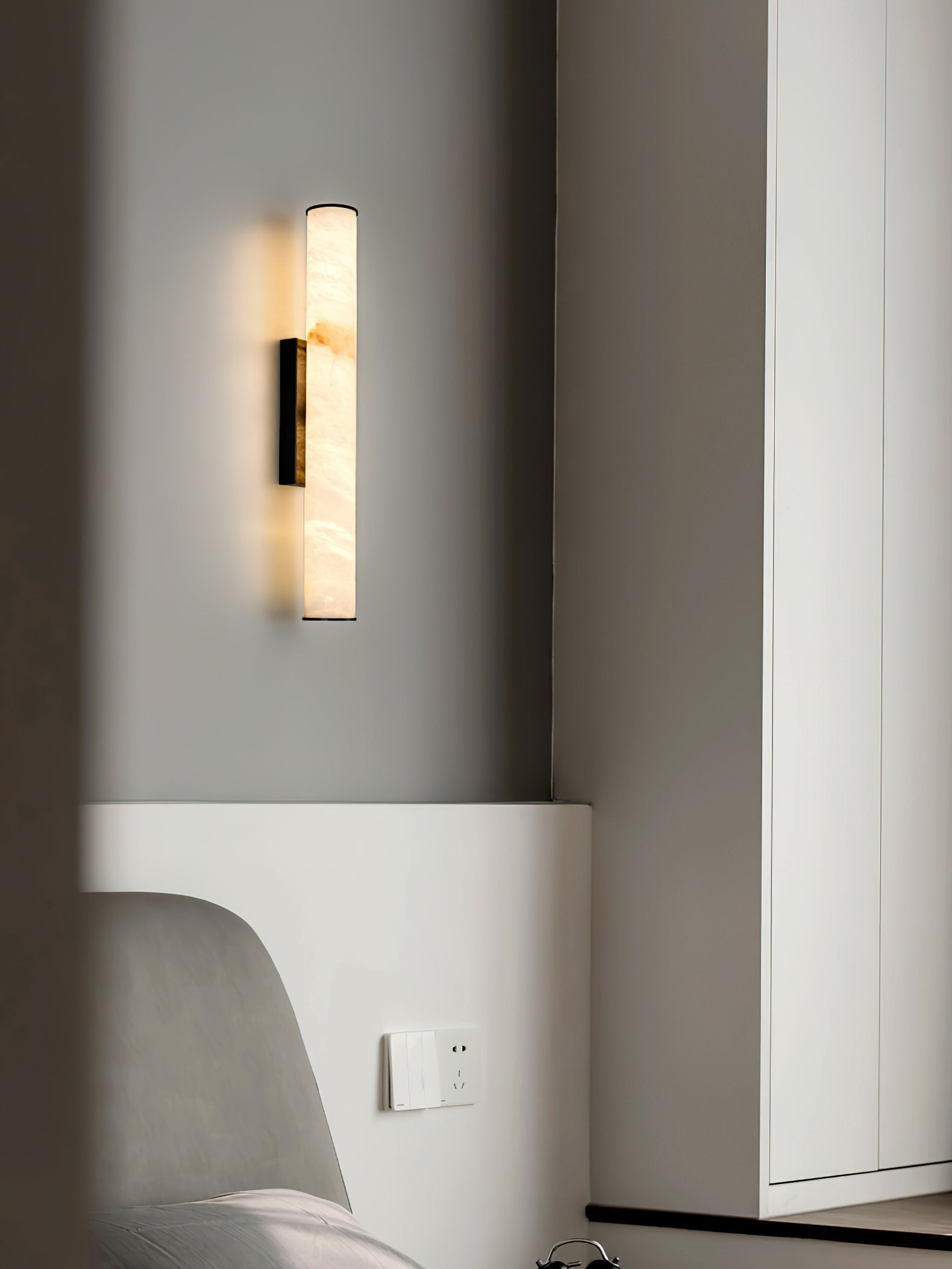 Arcus Modern Minimalist Elegance Brass Alabaster Sconce Wall Lamp - Lamp Copper