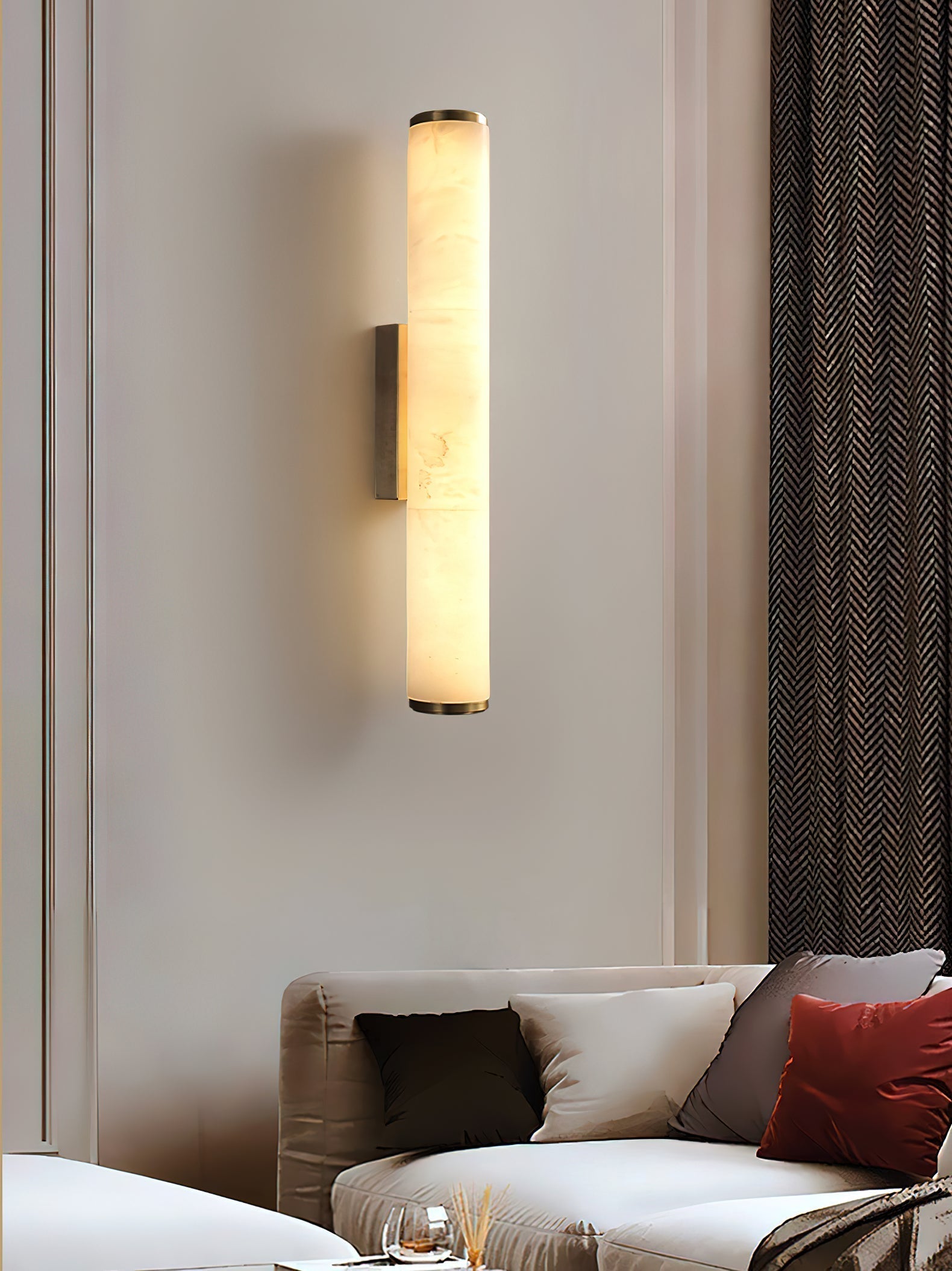 Arcus Modern Minimalist Elegance Brass Alabaster Sconce Wall Lamp - Lamp Copper