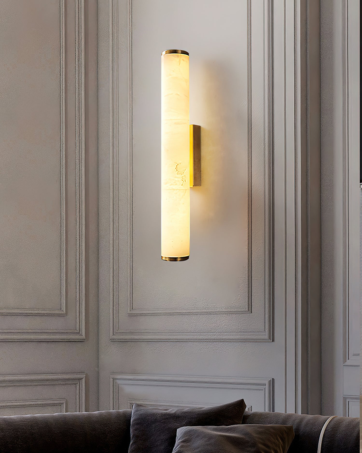 Arcus Modern Minimalist Elegance Brass Alabaster Sconce Wall Lamp - Lamp Copper