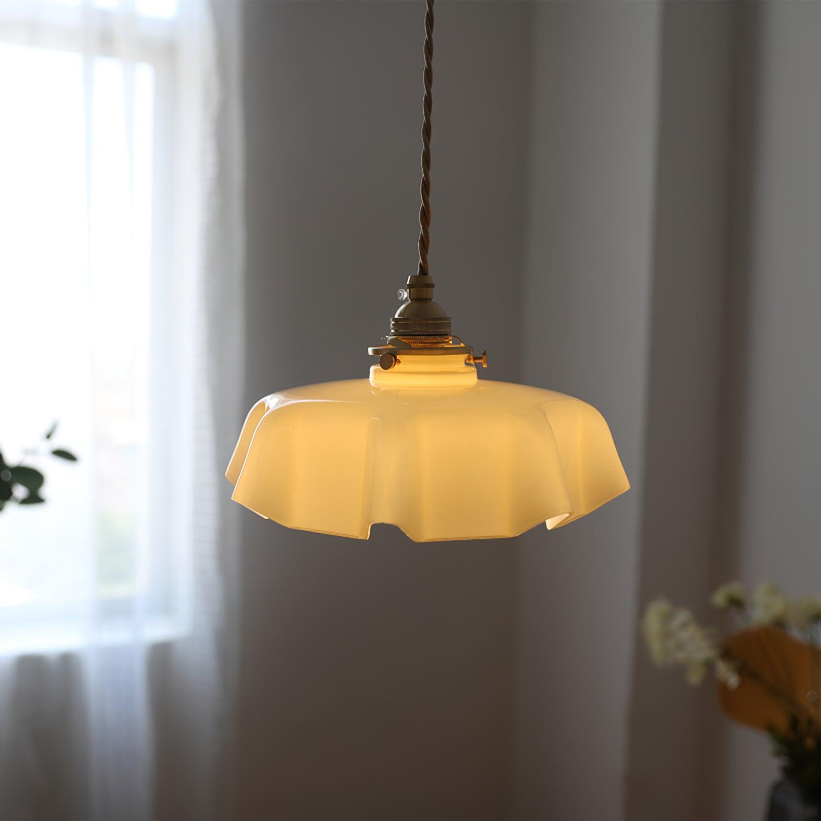 Aria Lampada a Sospensione Stile Rustico con Paralume Increspato