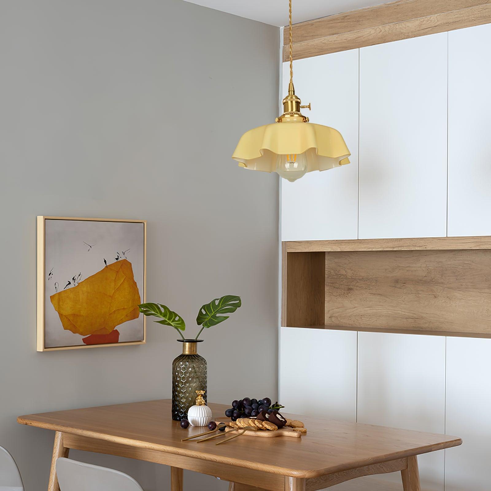 Aria Lampada a Sospensione Stile Rustico con Paralume Increspato