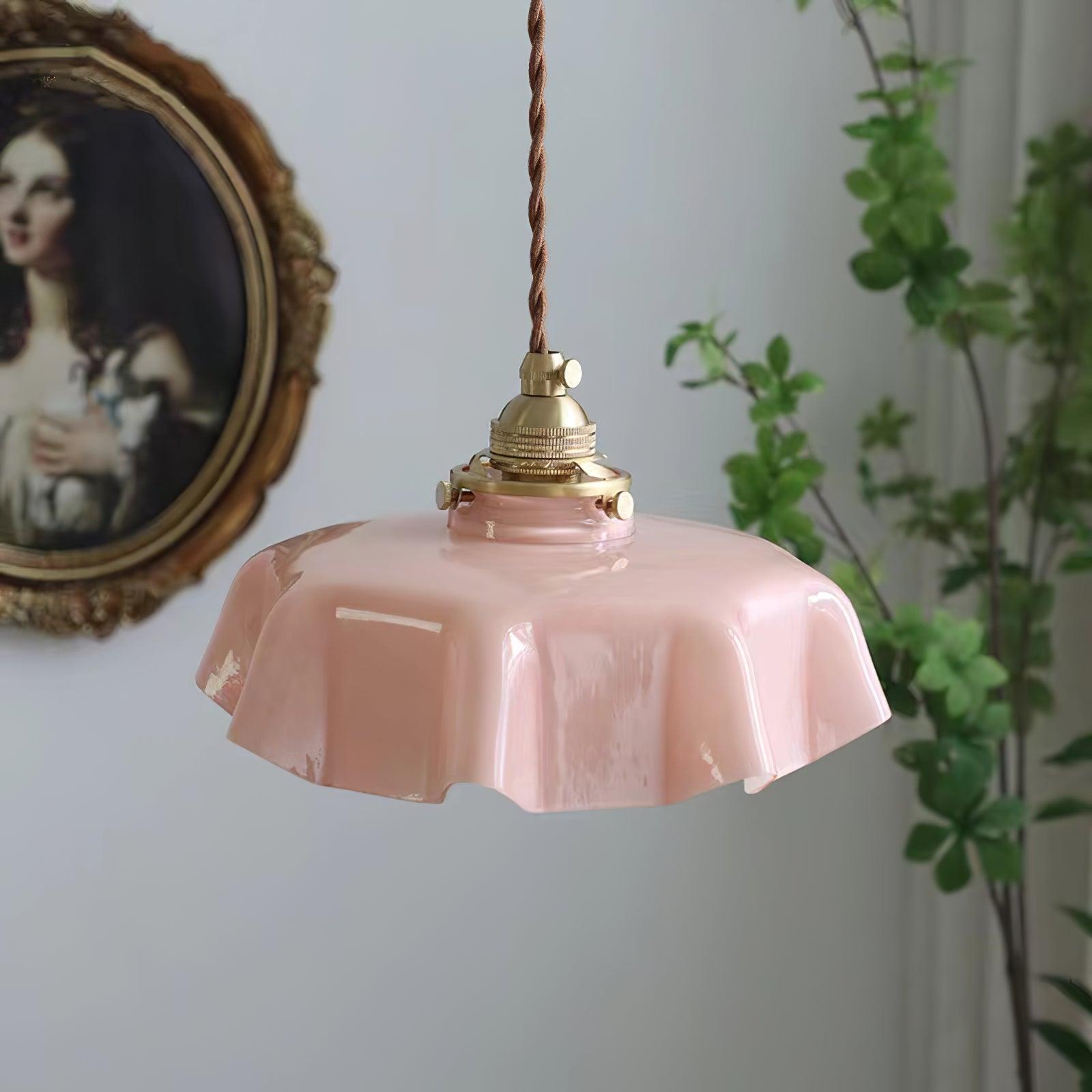 Aria Lampada a Sospensione Stile Rustico con Paralume Increspato