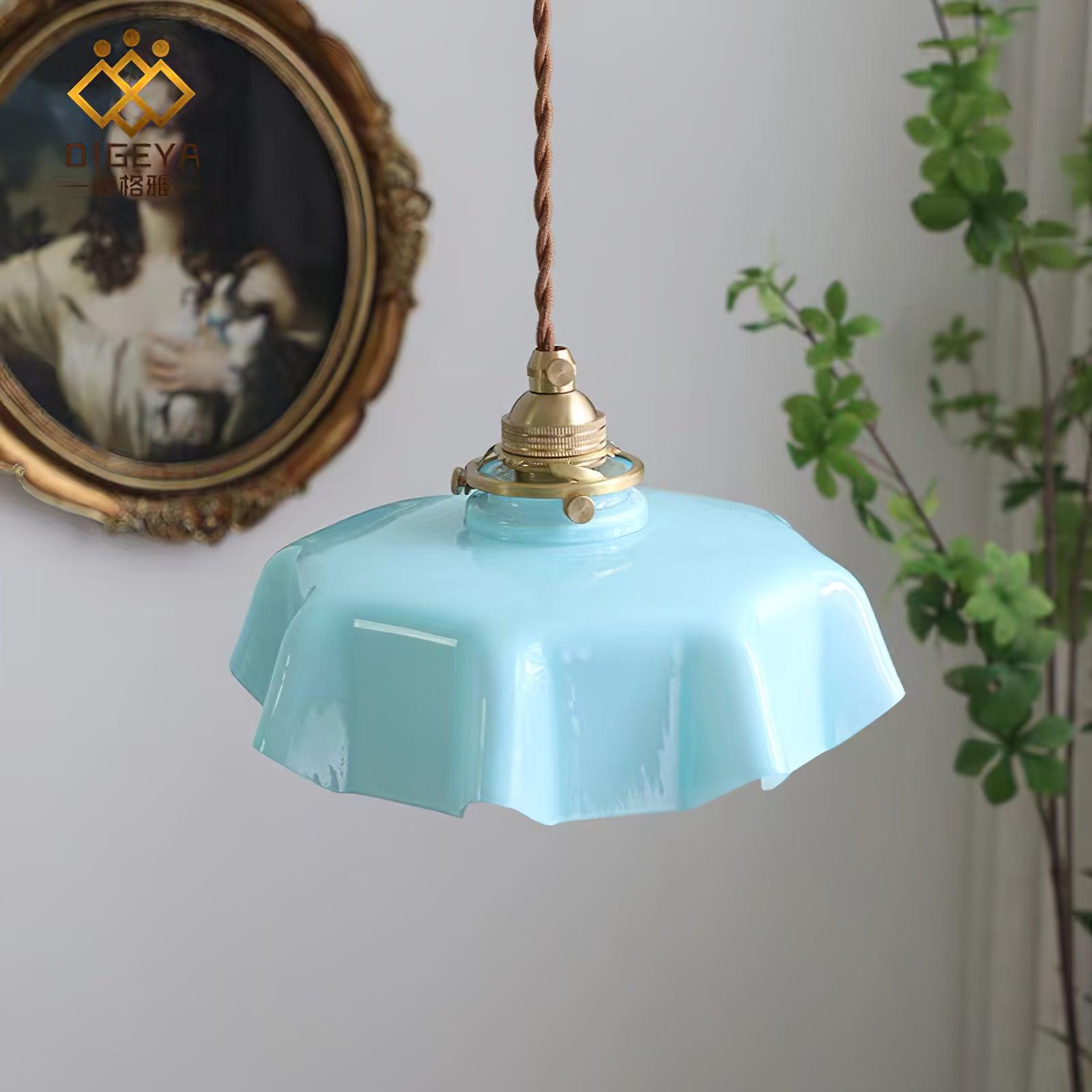 Aria Lampada a Sospensione Stile Rustico con Paralume Increspato