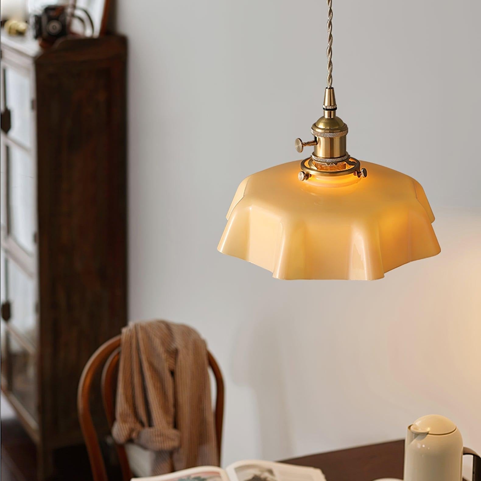 Aria Lampada a Sospensione Stile Rustico con Paralume Increspato