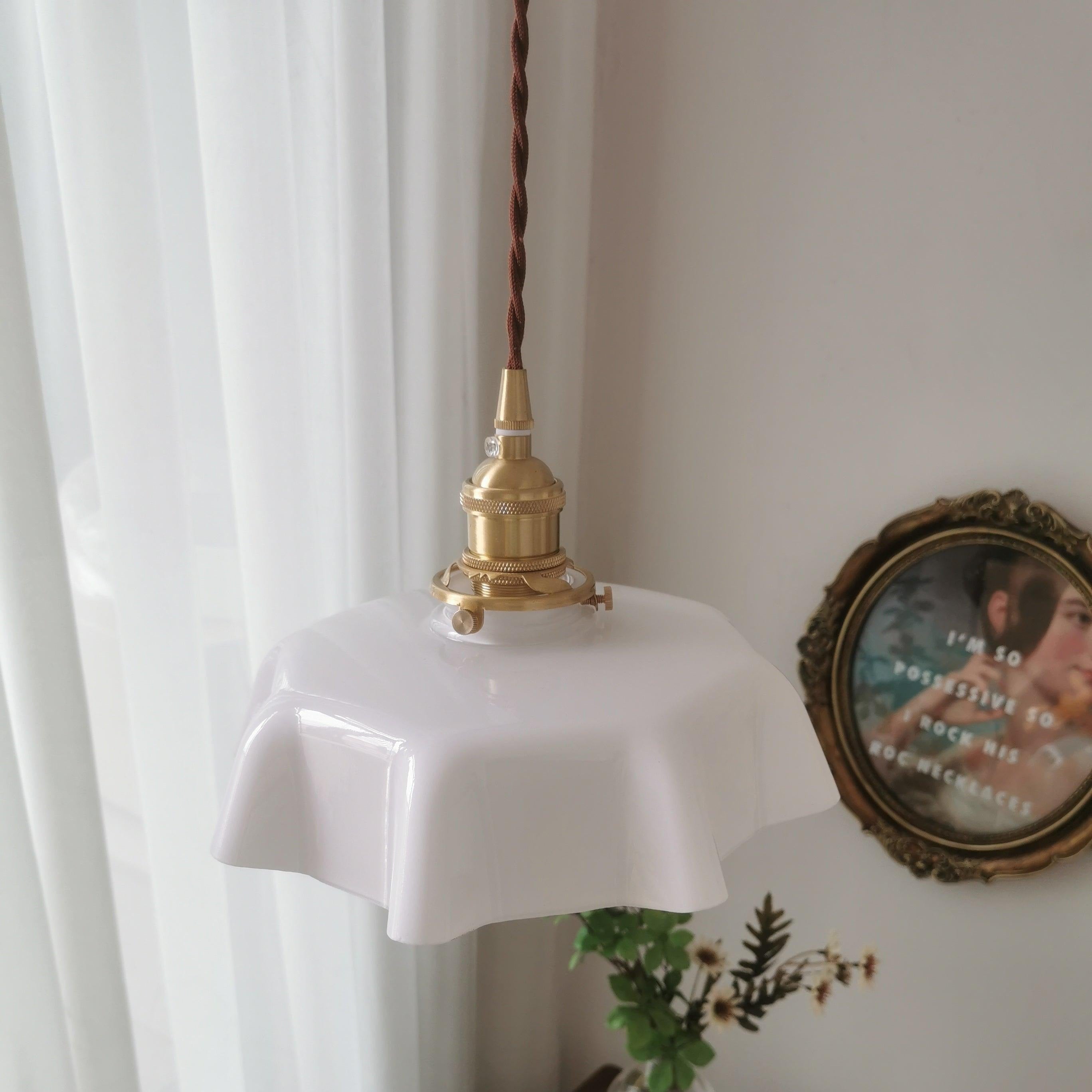 Aria Lampada a Sospensione Stile Rustico con Paralume Increspato