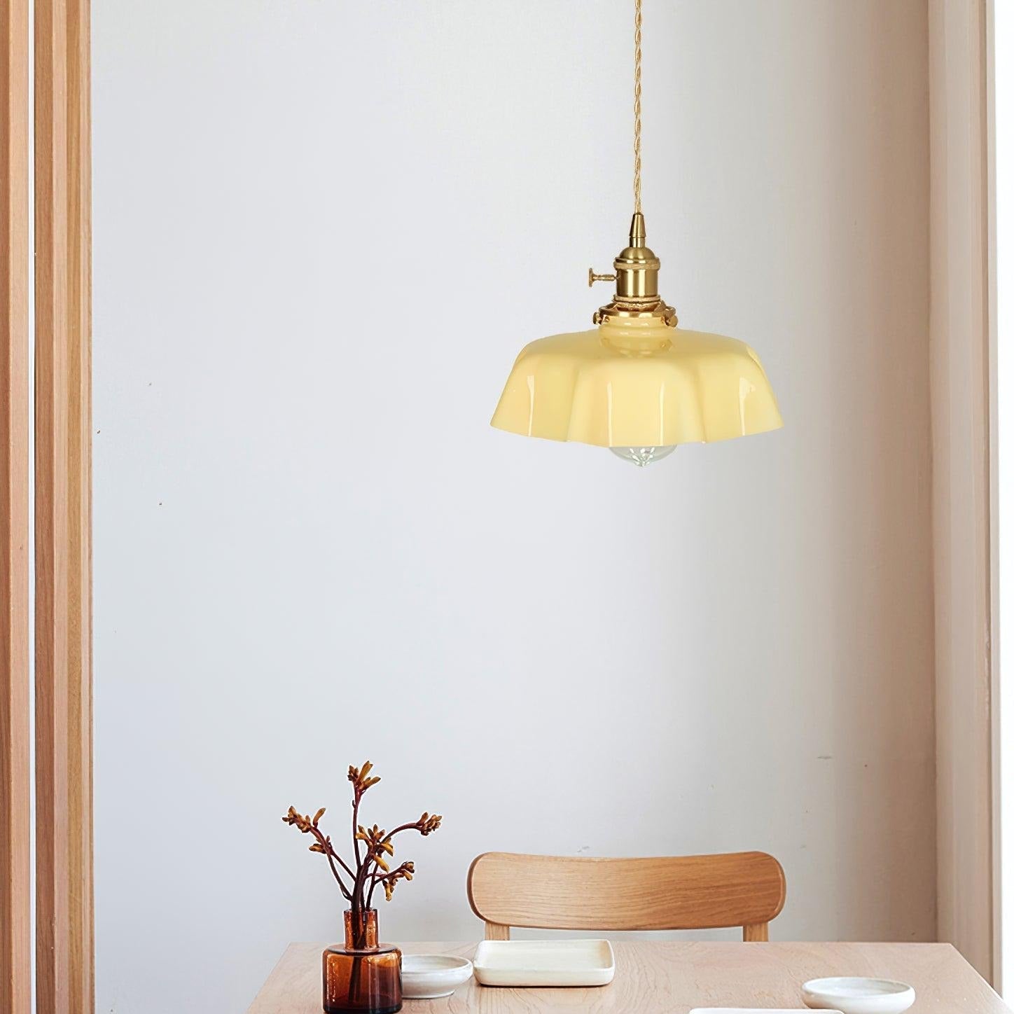 Aria Lampada a Sospensione Stile Rustico con Paralume Increspato