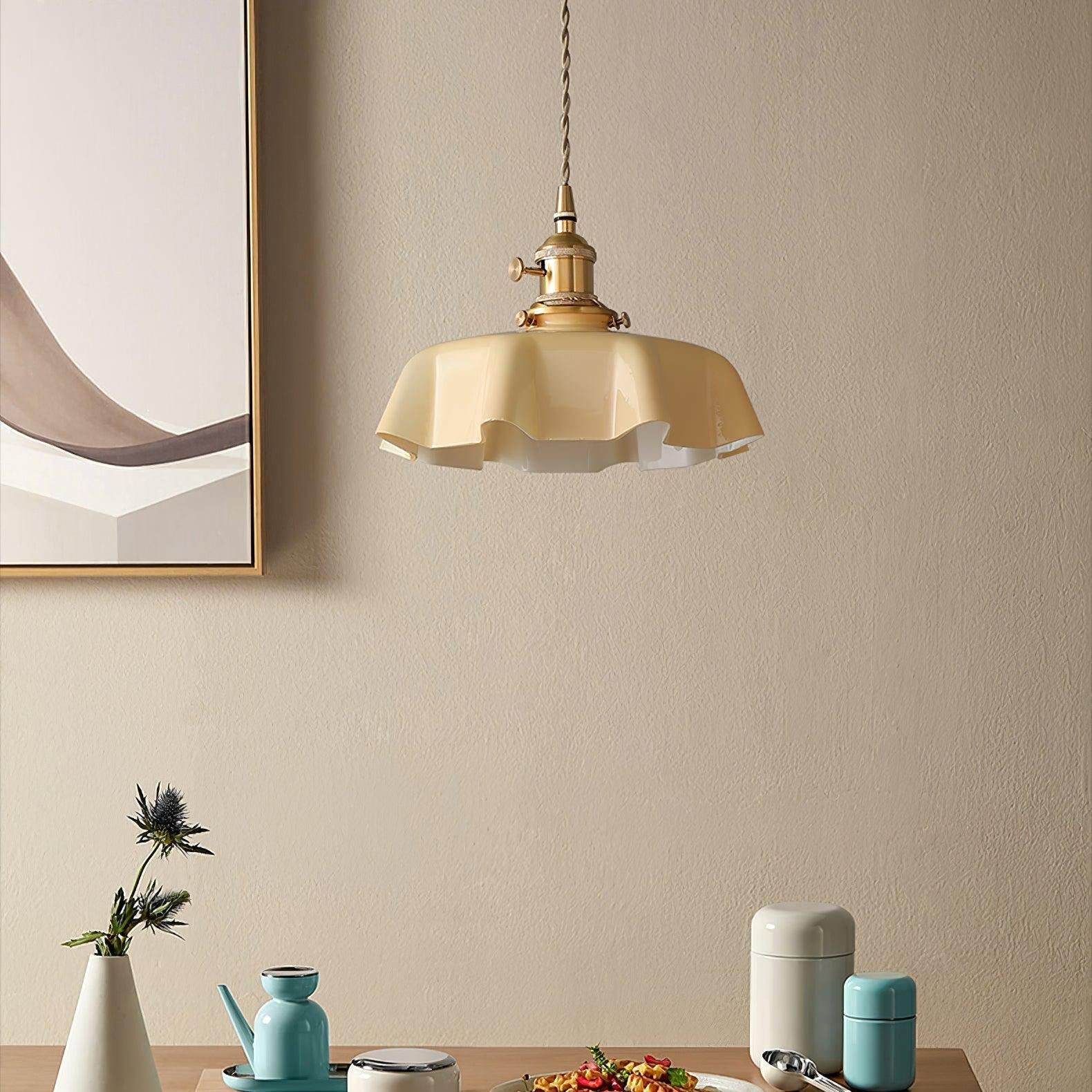 Aria Lampada a Sospensione Stile Rustico con Paralume Increspato