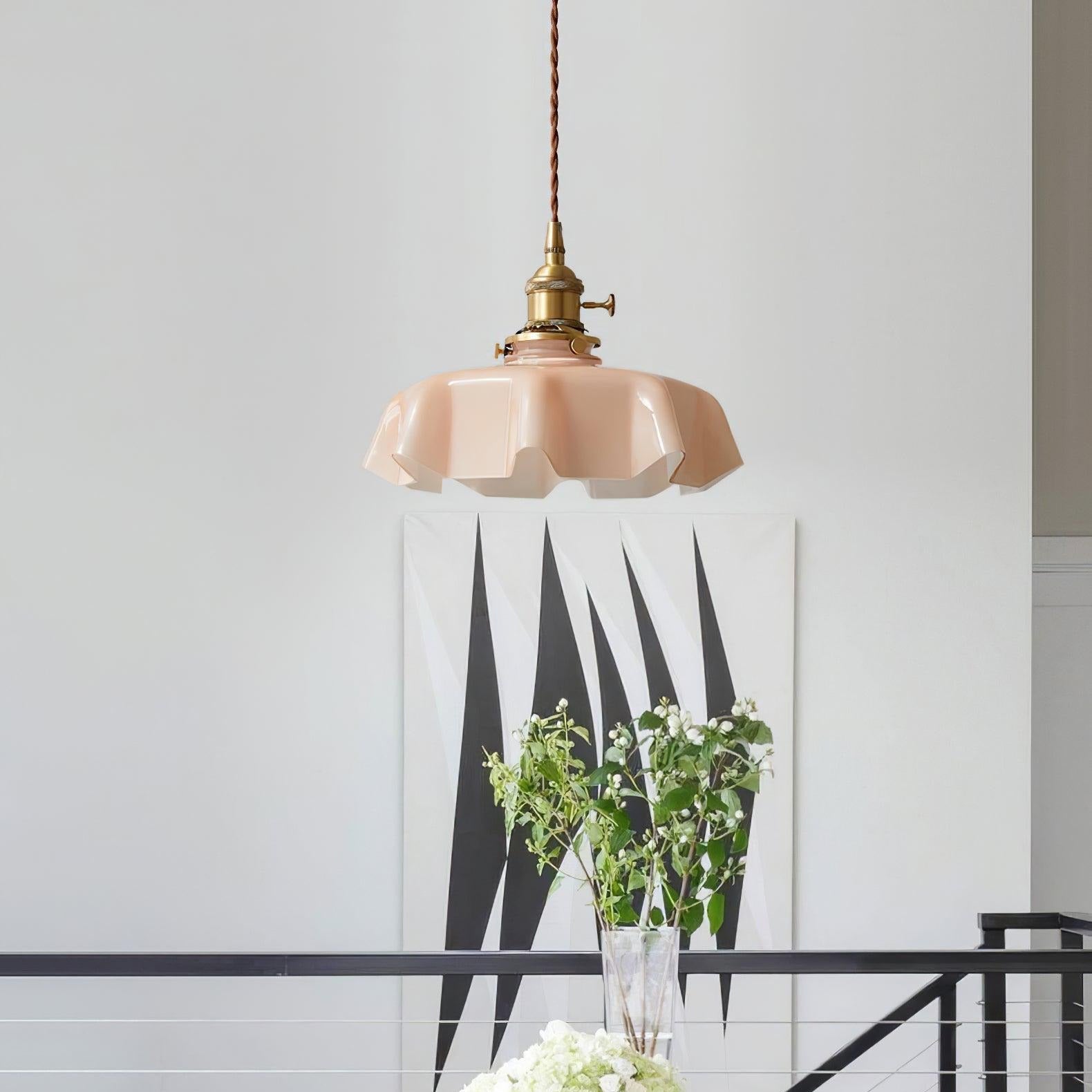 Aria Lampada a Sospensione Stile Rustico con Paralume Increspato