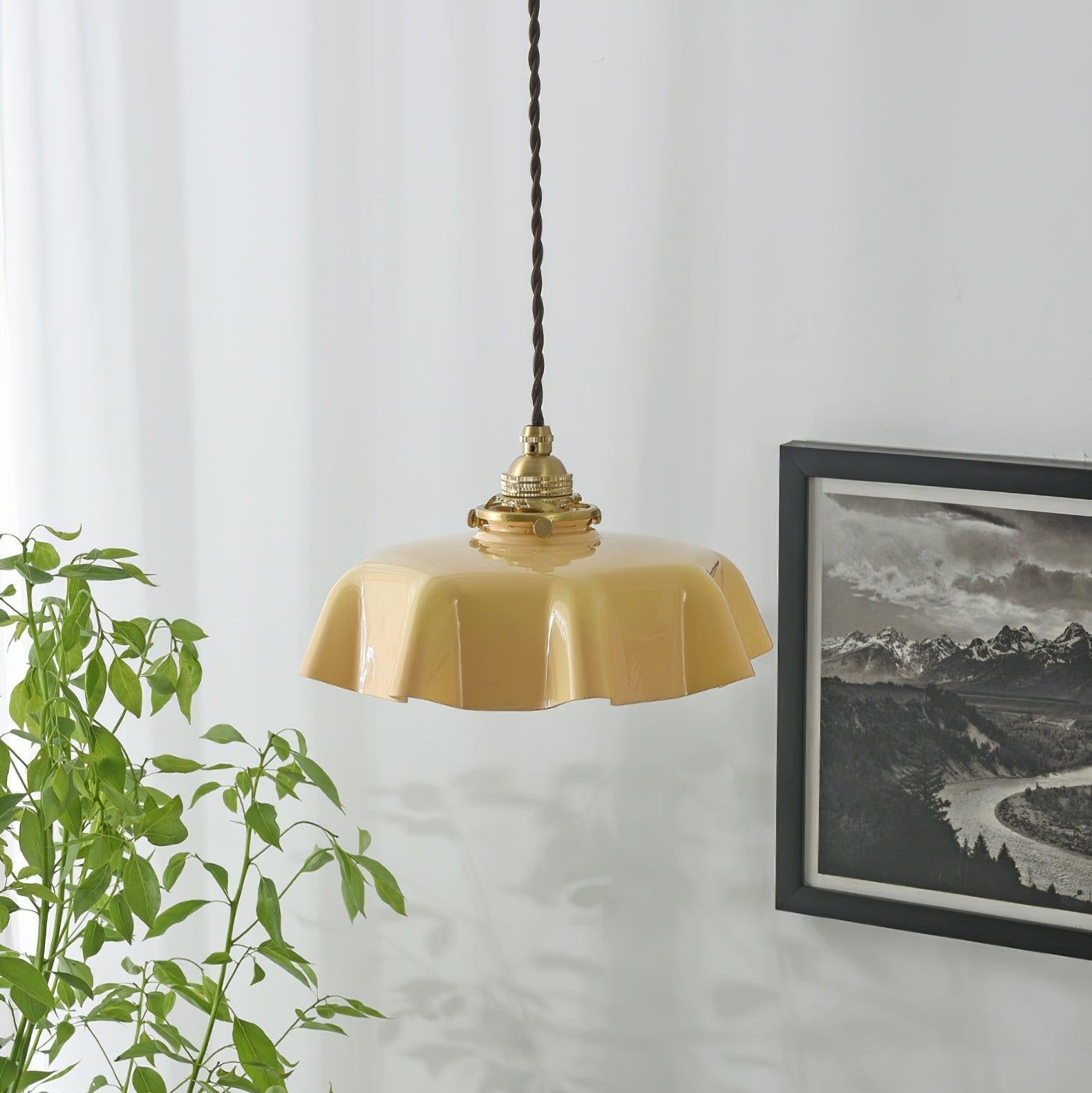 Aria Lampada a Sospensione Stile Rustico con Paralume Increspato