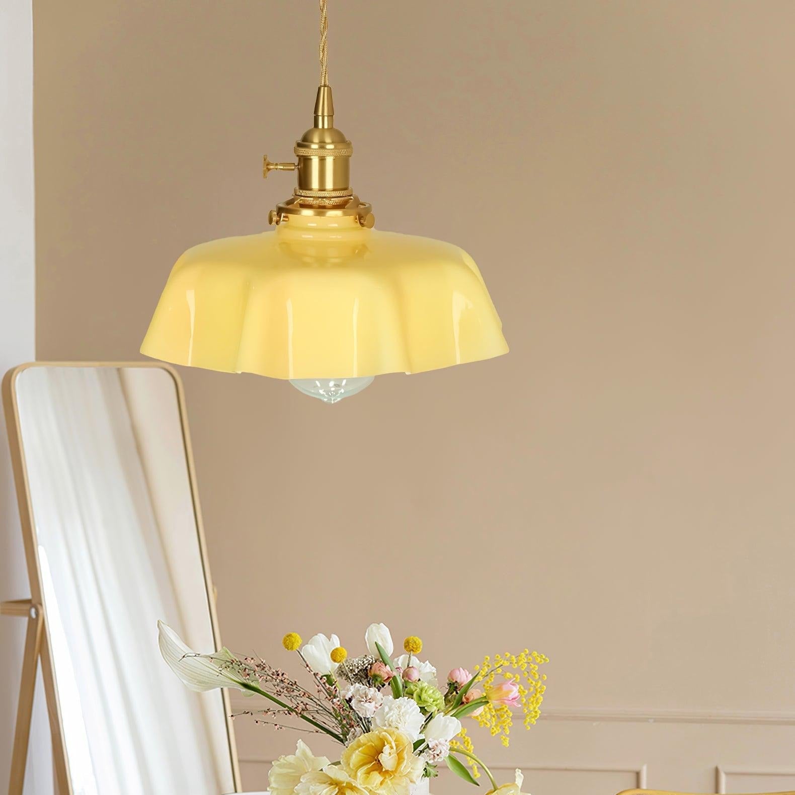Aria Lampada a Sospensione Stile Rustico con Paralume Increspato