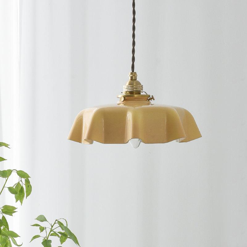 Aria Lampada a Sospensione Stile Rustico con Paralume Increspato
