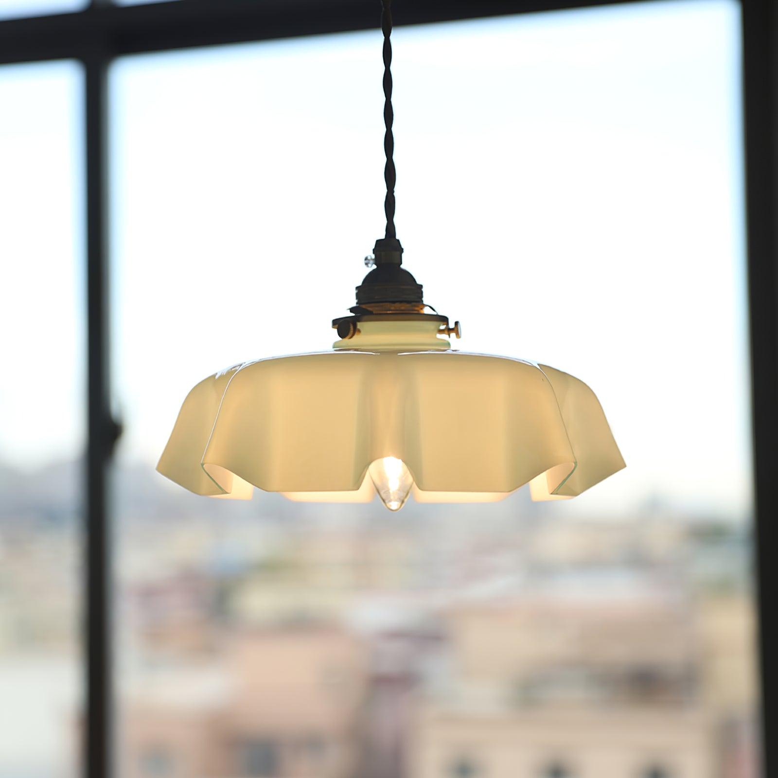 Aria Lampada a Sospensione Stile Rustico con Paralume Increspato