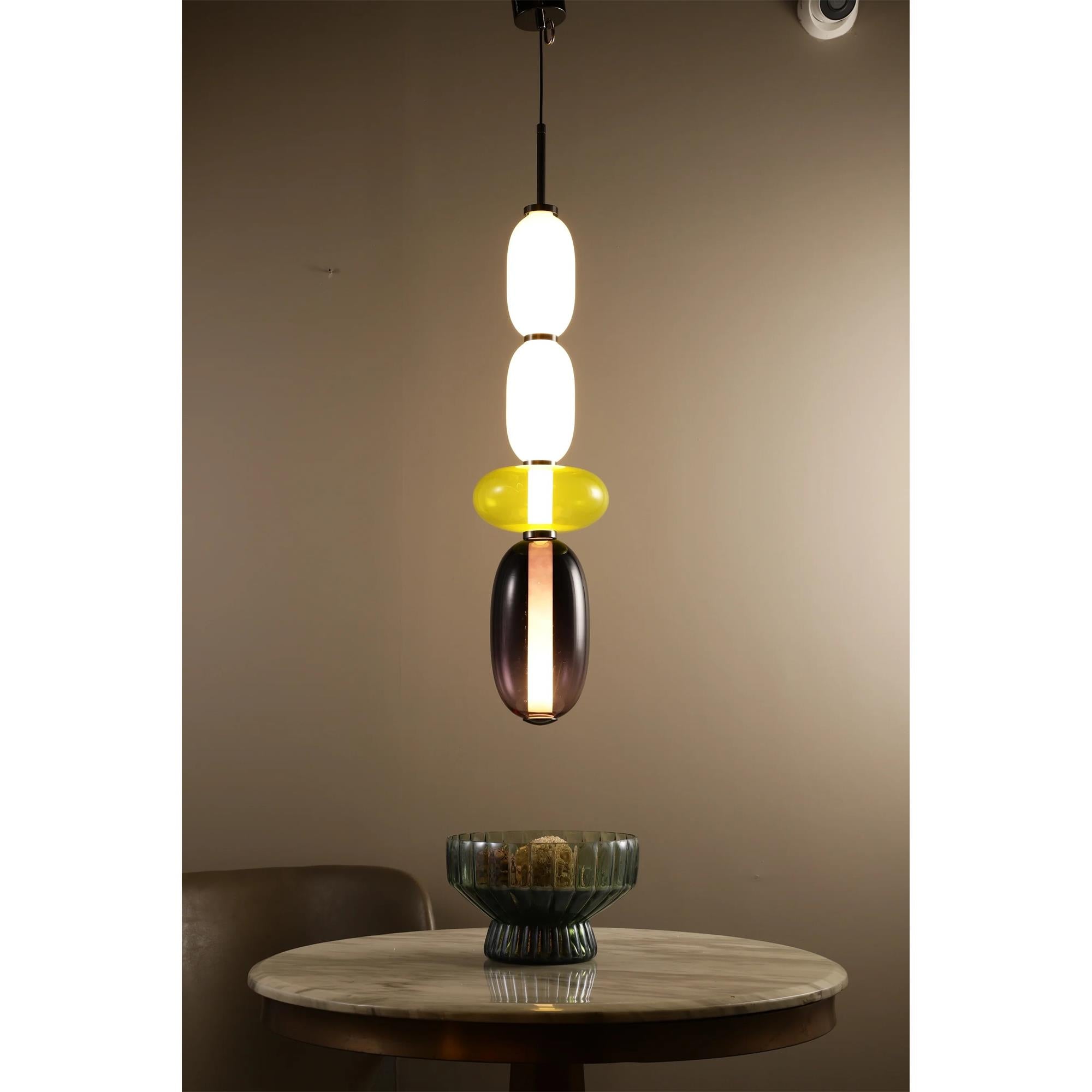 Zodore Premium Art Stained Glass Pendant Lamp - Lamp Copper