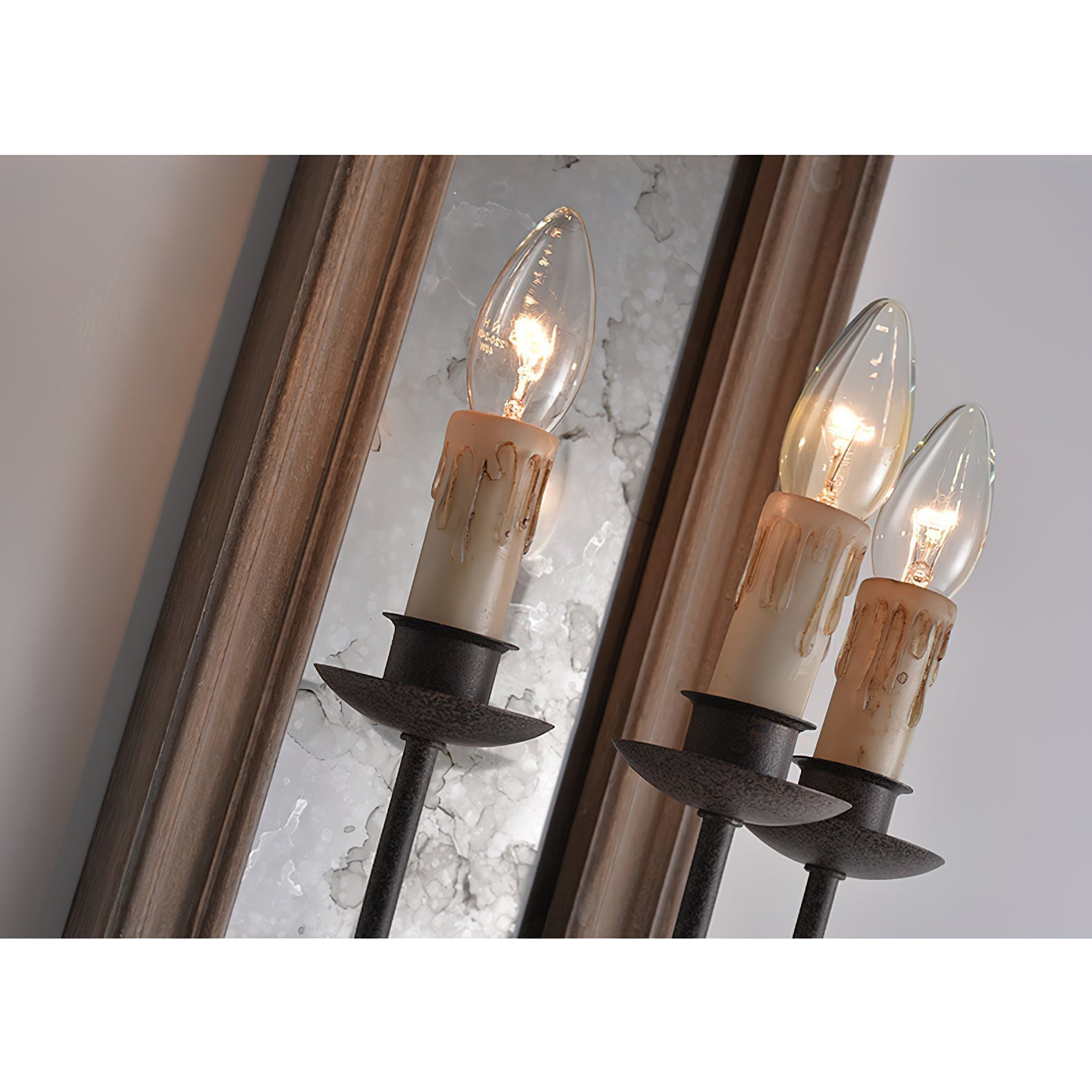 Phasis 3-Light Mirrored Elegance Vintage Metal Sconce Wall Lamp - Lamp Copper
