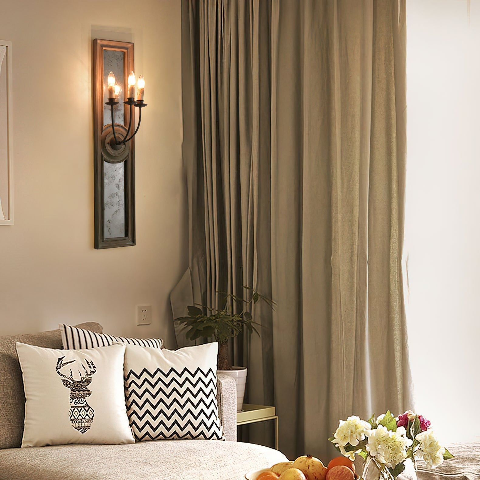 Phasis 3-Light Mirrored Elegance Vintage Metal Sconce Wall Lamp - Lamp Copper