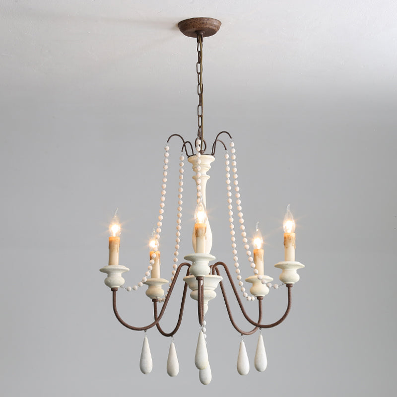 Rive Style Postmodern Luxury Beaded Wooden Metal Chandelier - Lamp Copper