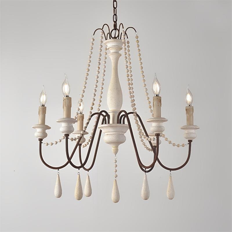 Rive Style Postmodern Luxury Beaded Wooden Metal Chandelier - Lamp Copper