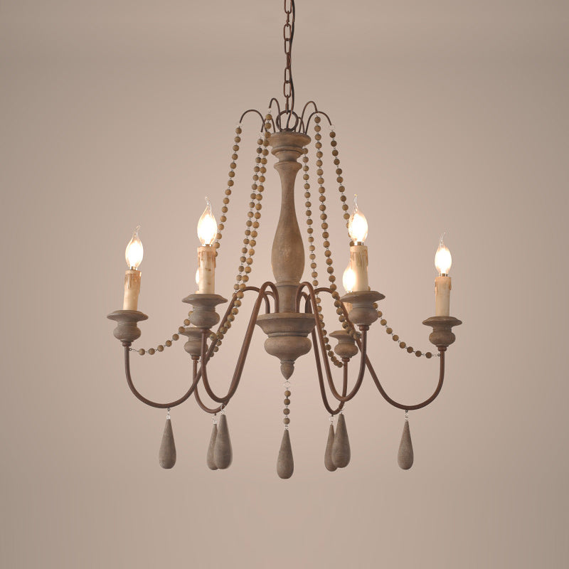 Rive Style Postmodern Luxury Beaded Wooden Metal Chandelier - Lamp Copper