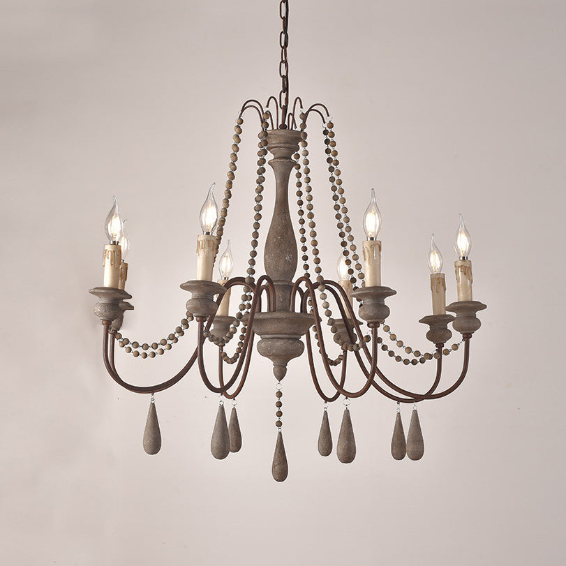Rive Style Postmodern Luxury Beaded Wooden Metal Chandelier - Lamp Copper