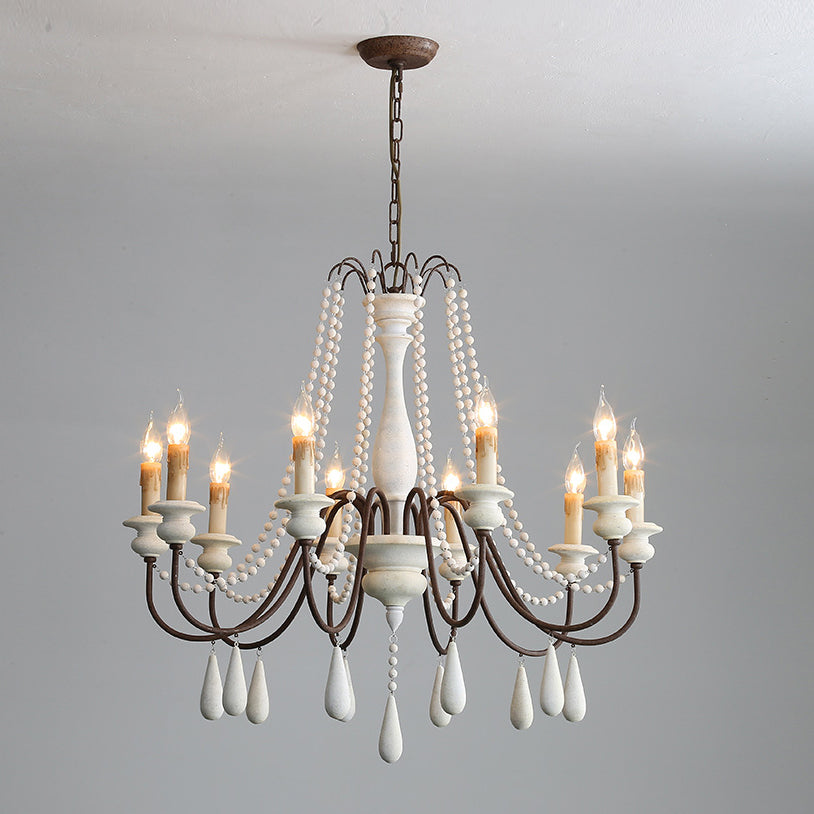 Rive Style Postmodern Luxury Beaded Wooden Metal Chandelier - Lamp Copper