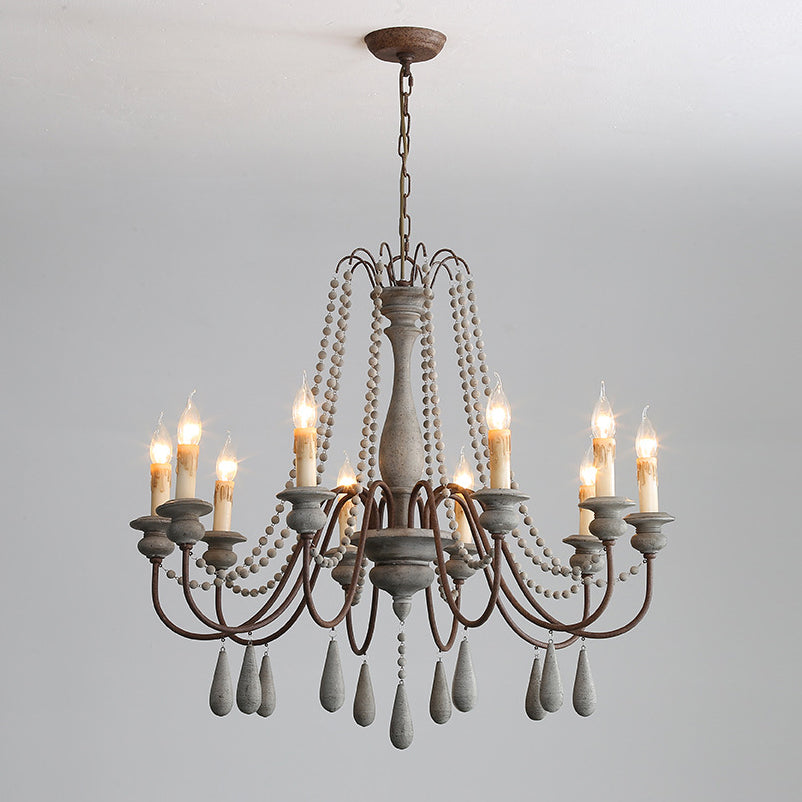 Rive Style Postmodern Luxury Beaded Wooden Metal Chandelier - Lamp Copper