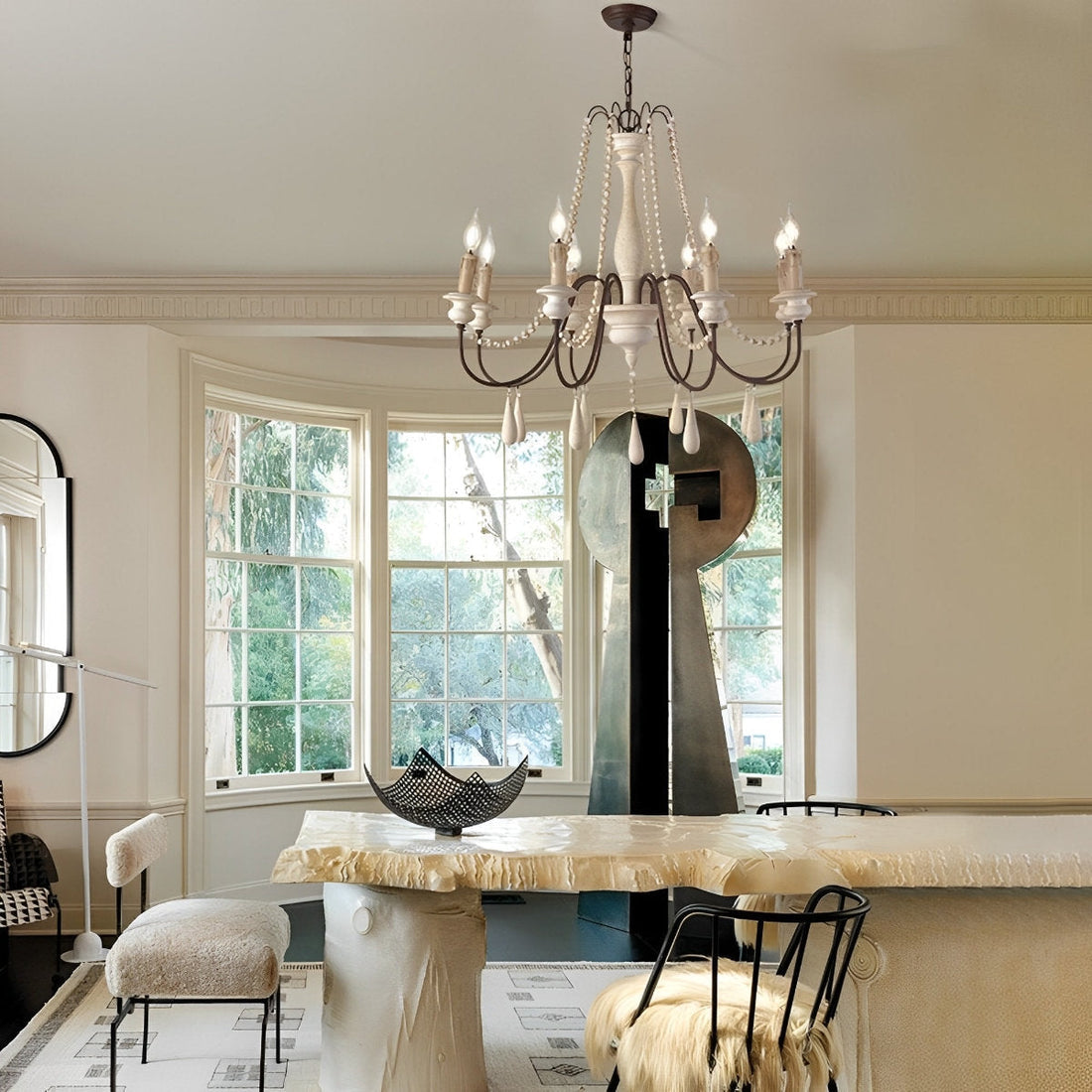 Rive Style Postmodern Luxury Beaded Wooden Metal Chandelier - Lamp Copper