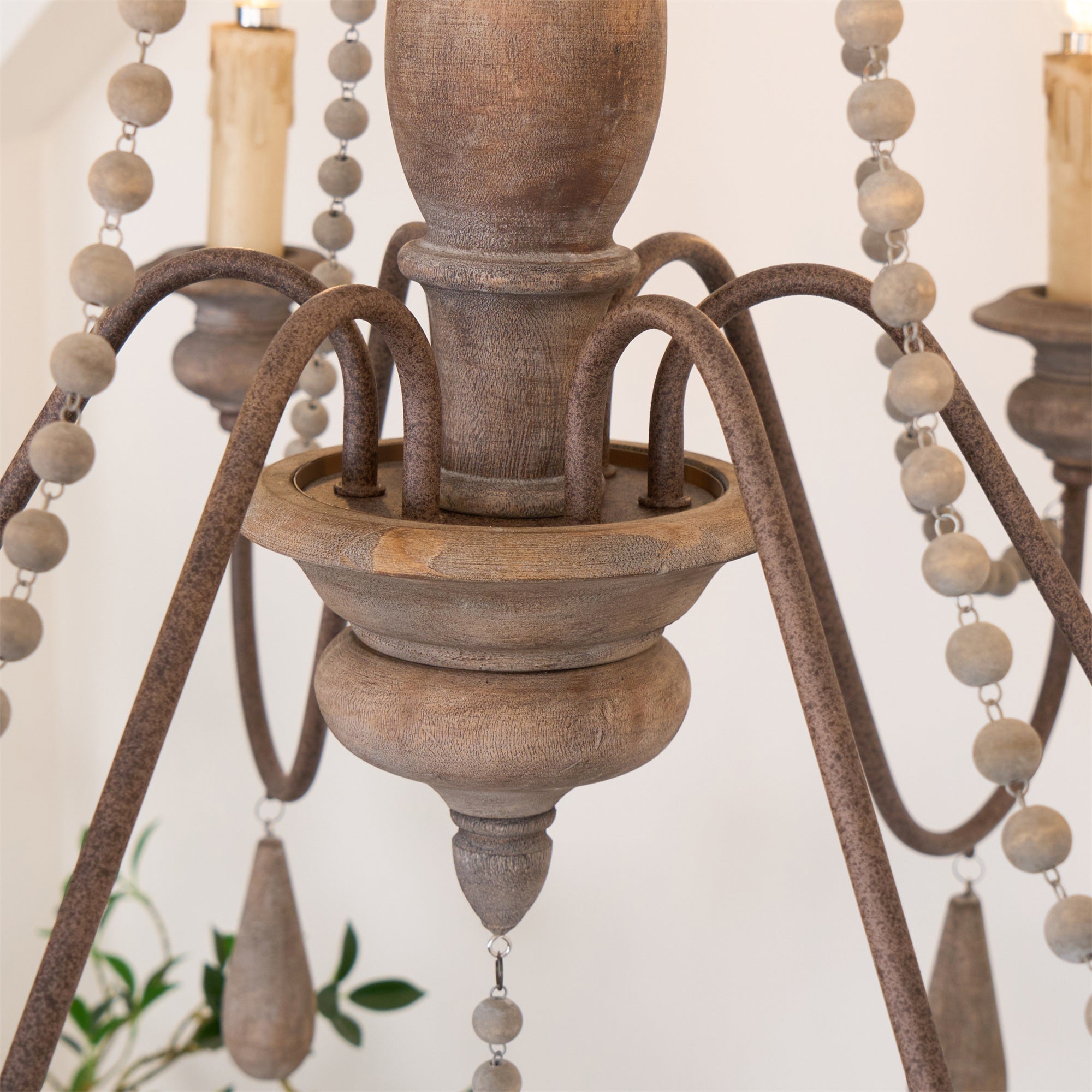 Rive Style Postmodern Luxury Beaded Wooden Metal Chandelier - Lamp Copper